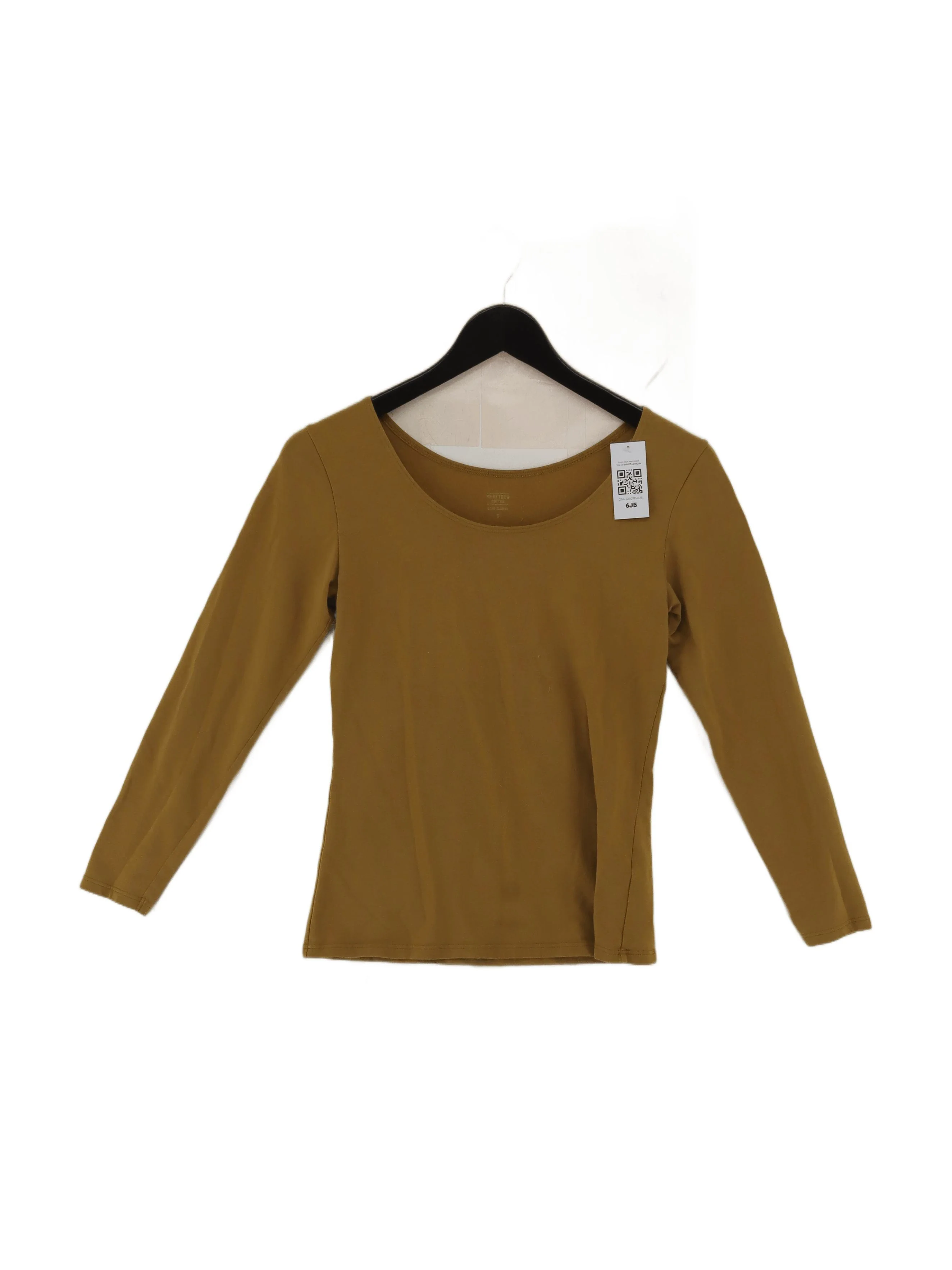 Uniqlo Women's Top S Brown Cotton with Acrylic, Elastane Basic