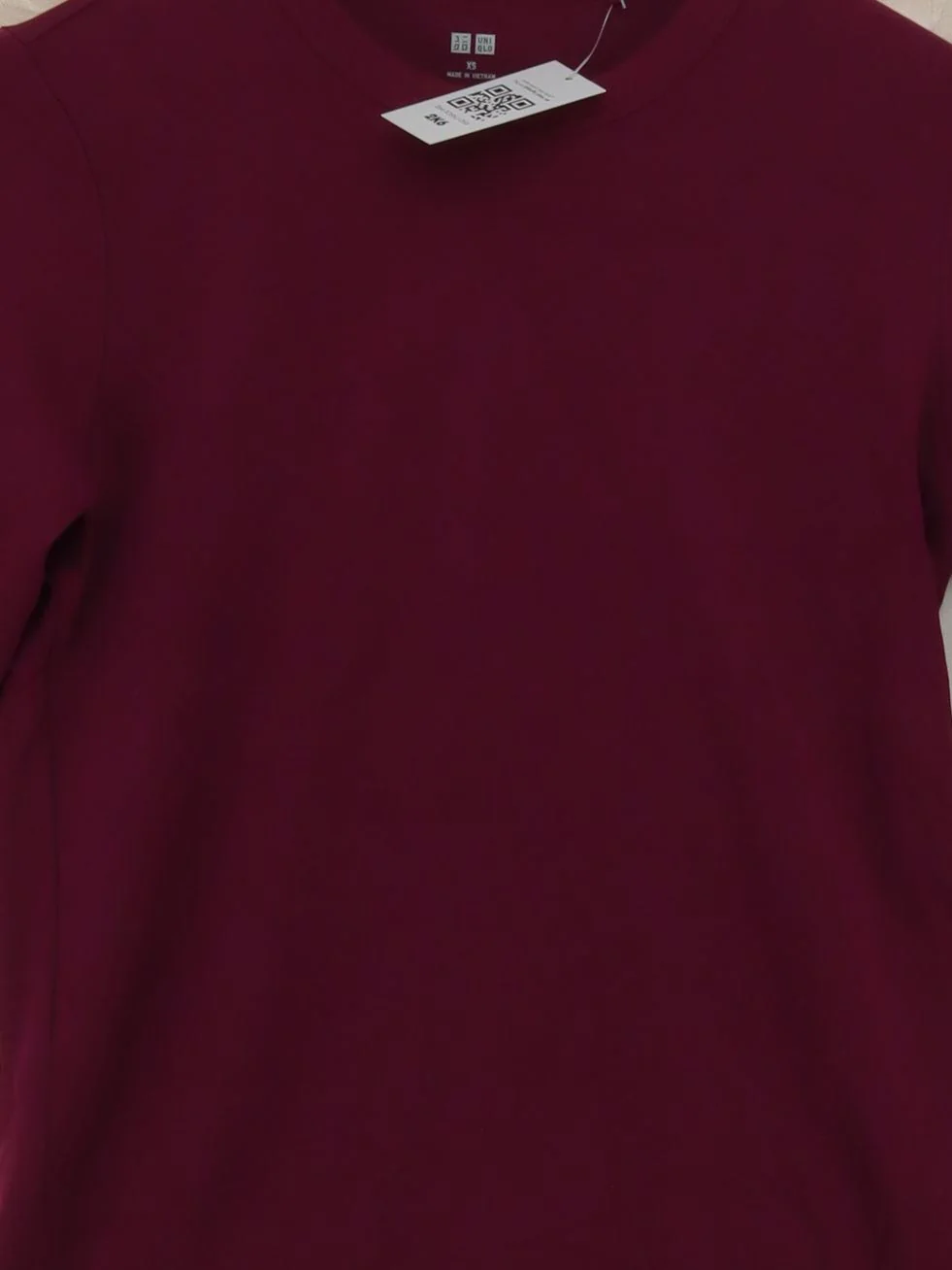 Uniqlo Women's Top XS Purple Cotton with Elastane Long Sleeve Round Neck Basic - Image 3
