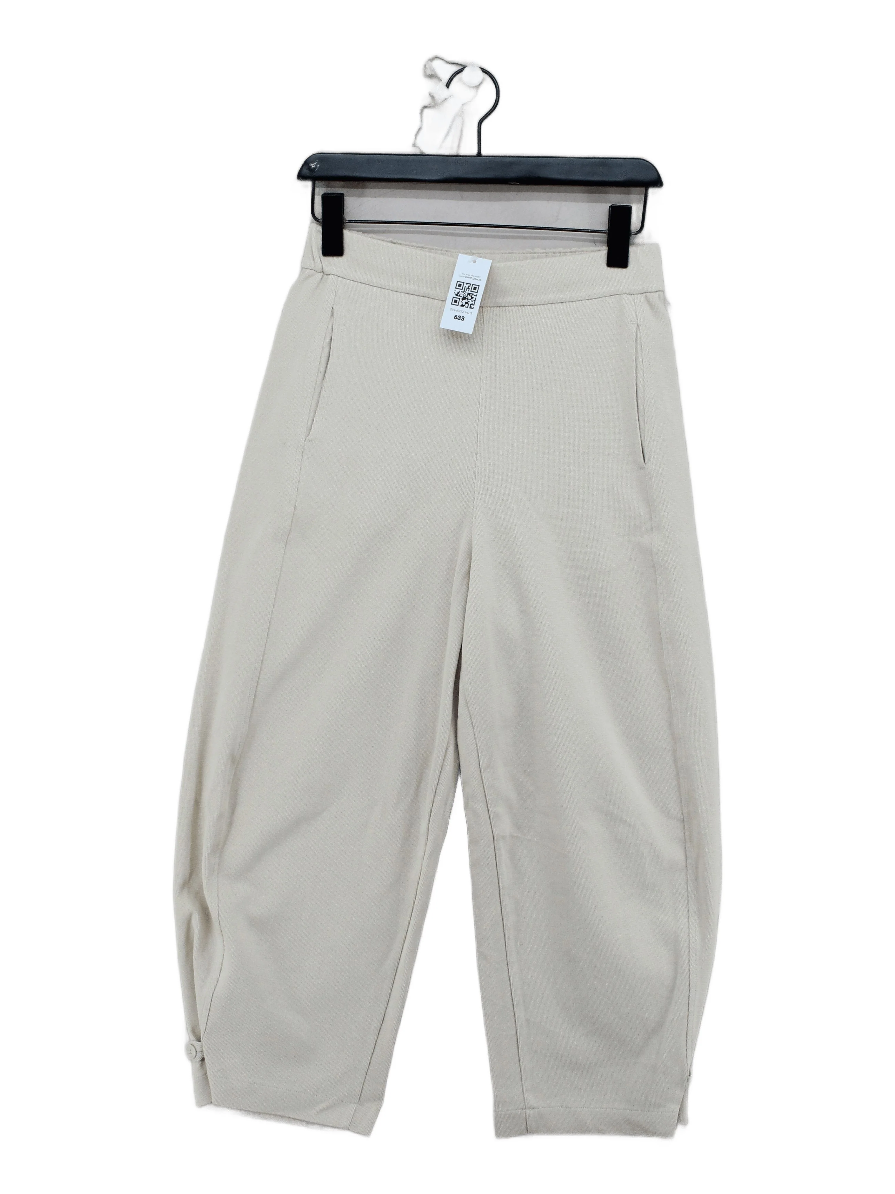 Uniqlo Women's Trousers M Cream 100% Cotton Tapered Sweatpants
