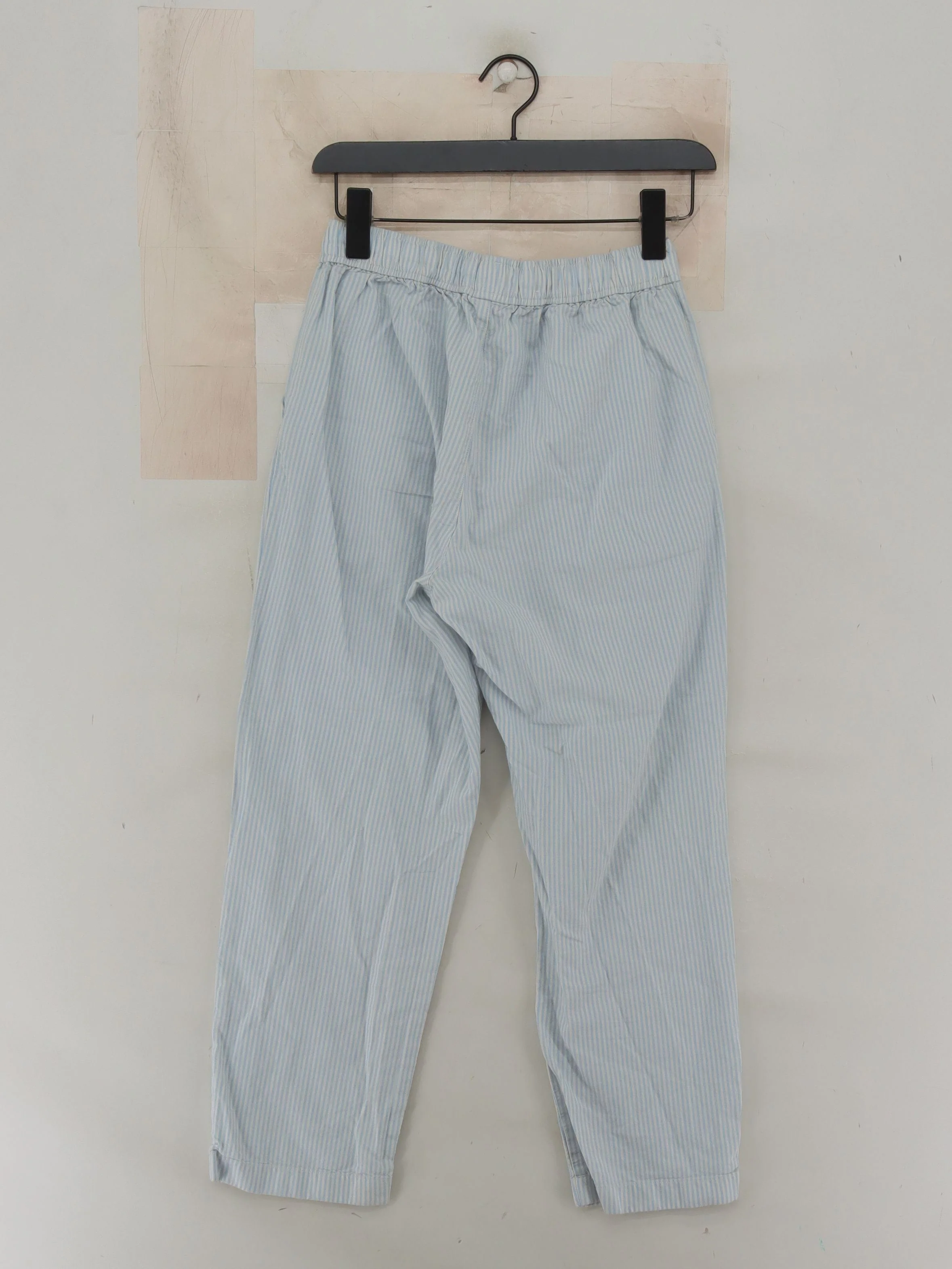 Uniqlo Women's Trousers S Blue Striped 100% Cotton Tapered Sweatpants - Image 2