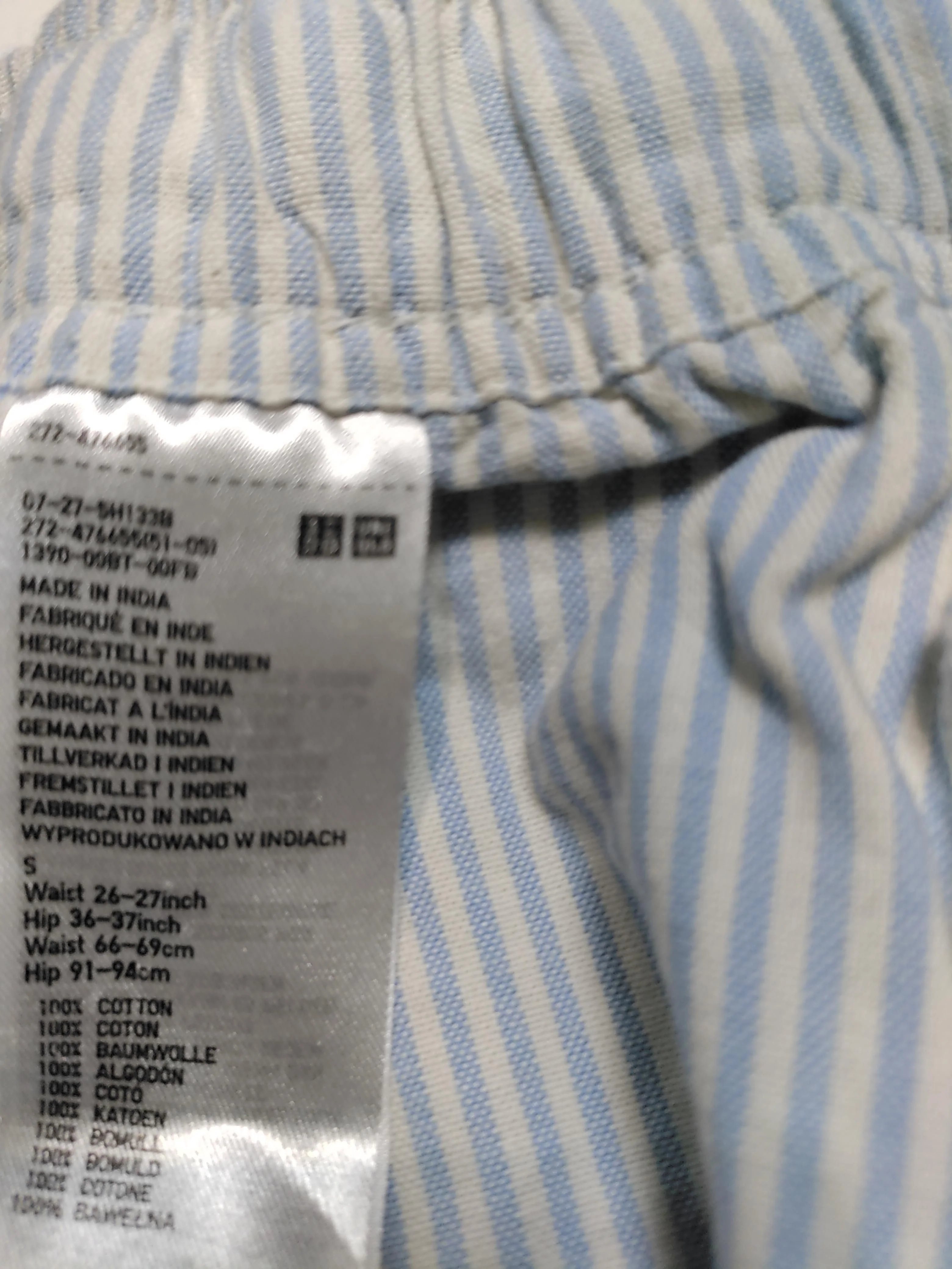 Uniqlo Women's Trousers S Blue Striped 100% Cotton Tapered Sweatpants - Image 5