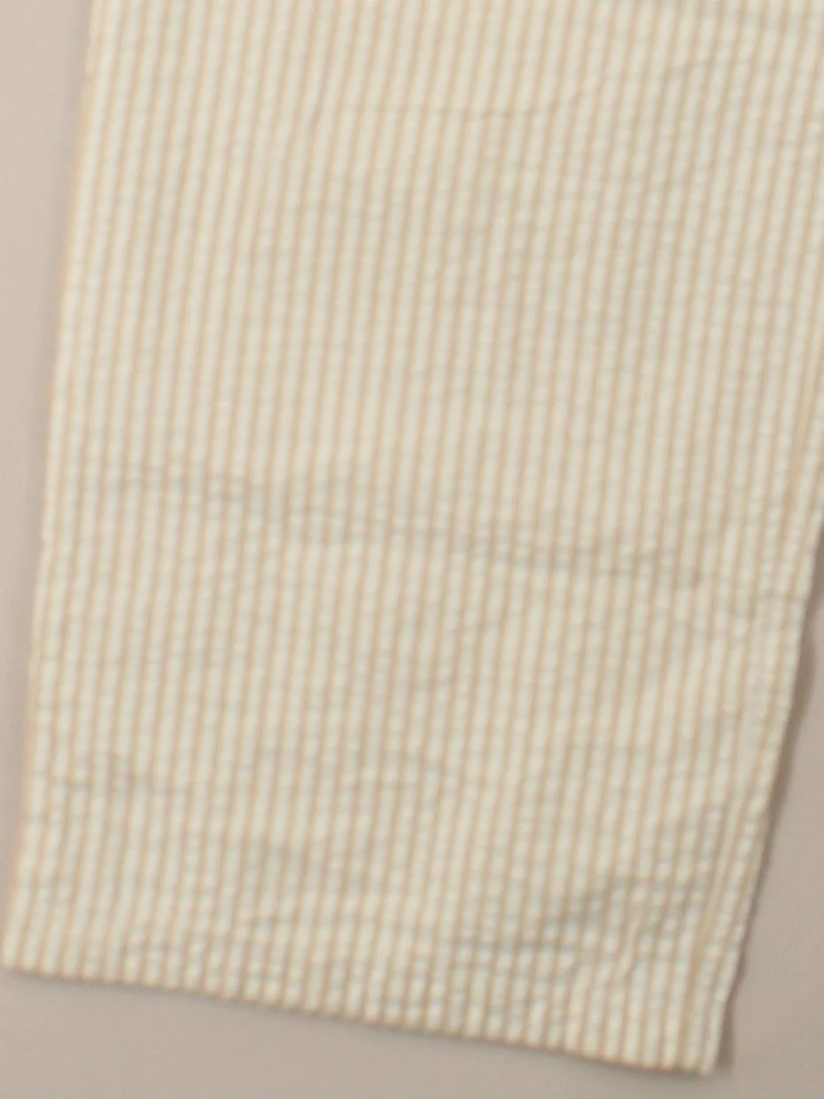 Uniqlo Women's Trousers S Cream Striped 100% Cotton Wide-Leg Cropped - Image 4