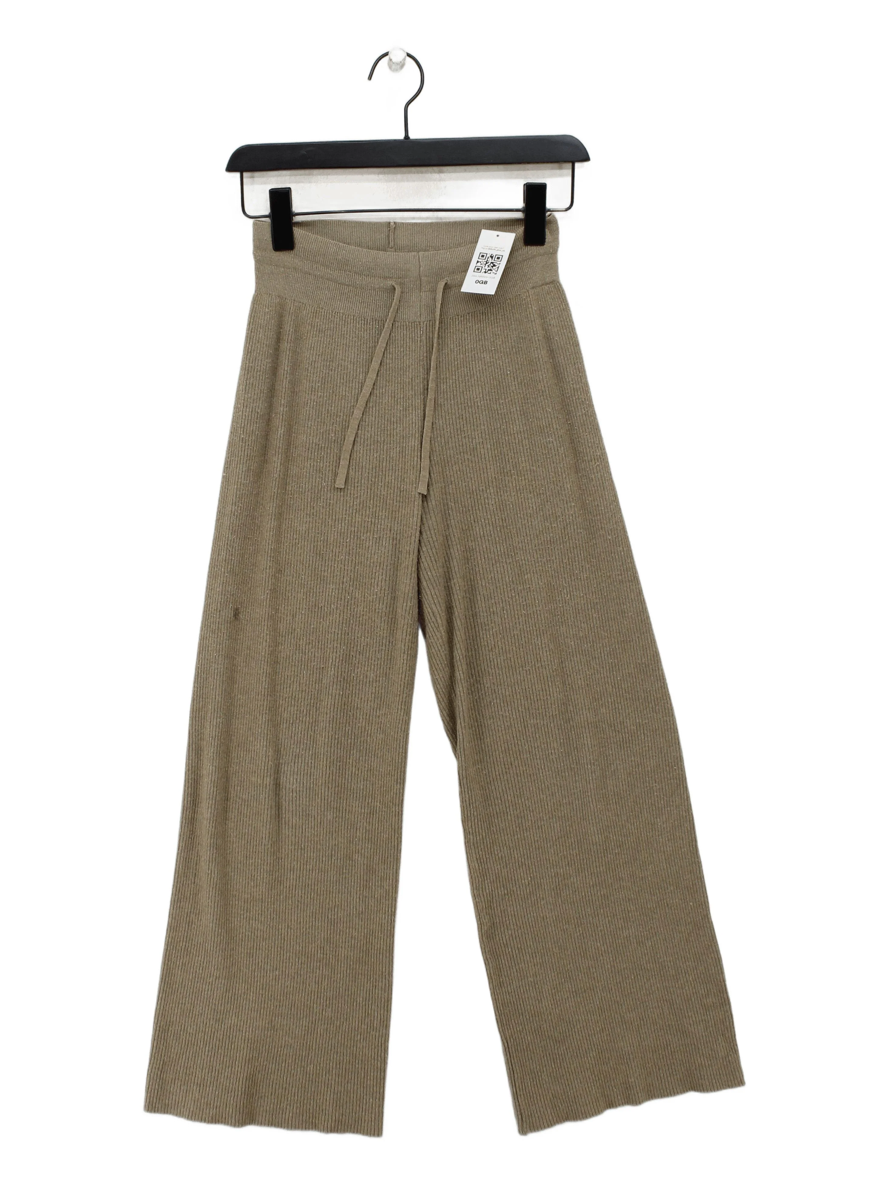 Uniqlo Women's Trousers S Tan Viscose with Polyester, Polyamide Wide-Leg Chino