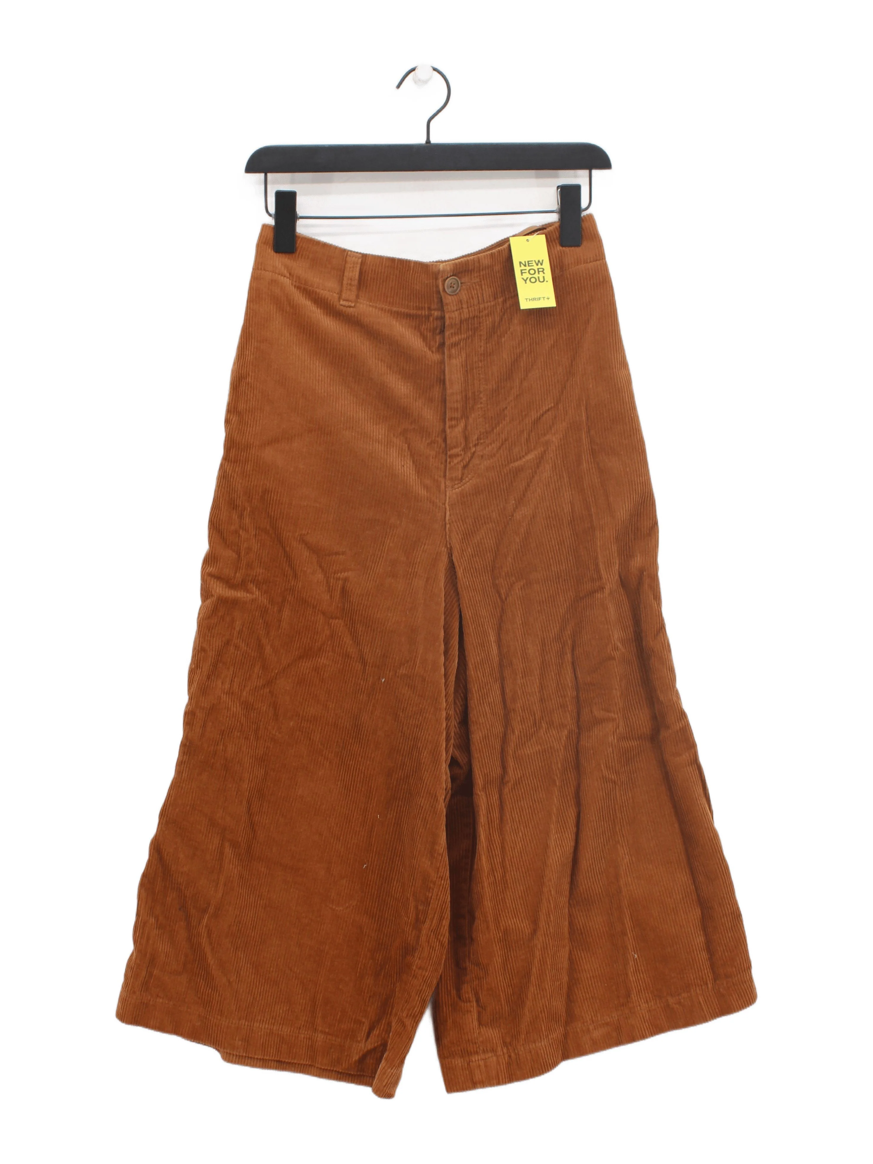 Uniqlo Women's Trousers W 28 in Brown 100% Cotton Wide-Leg Cropped