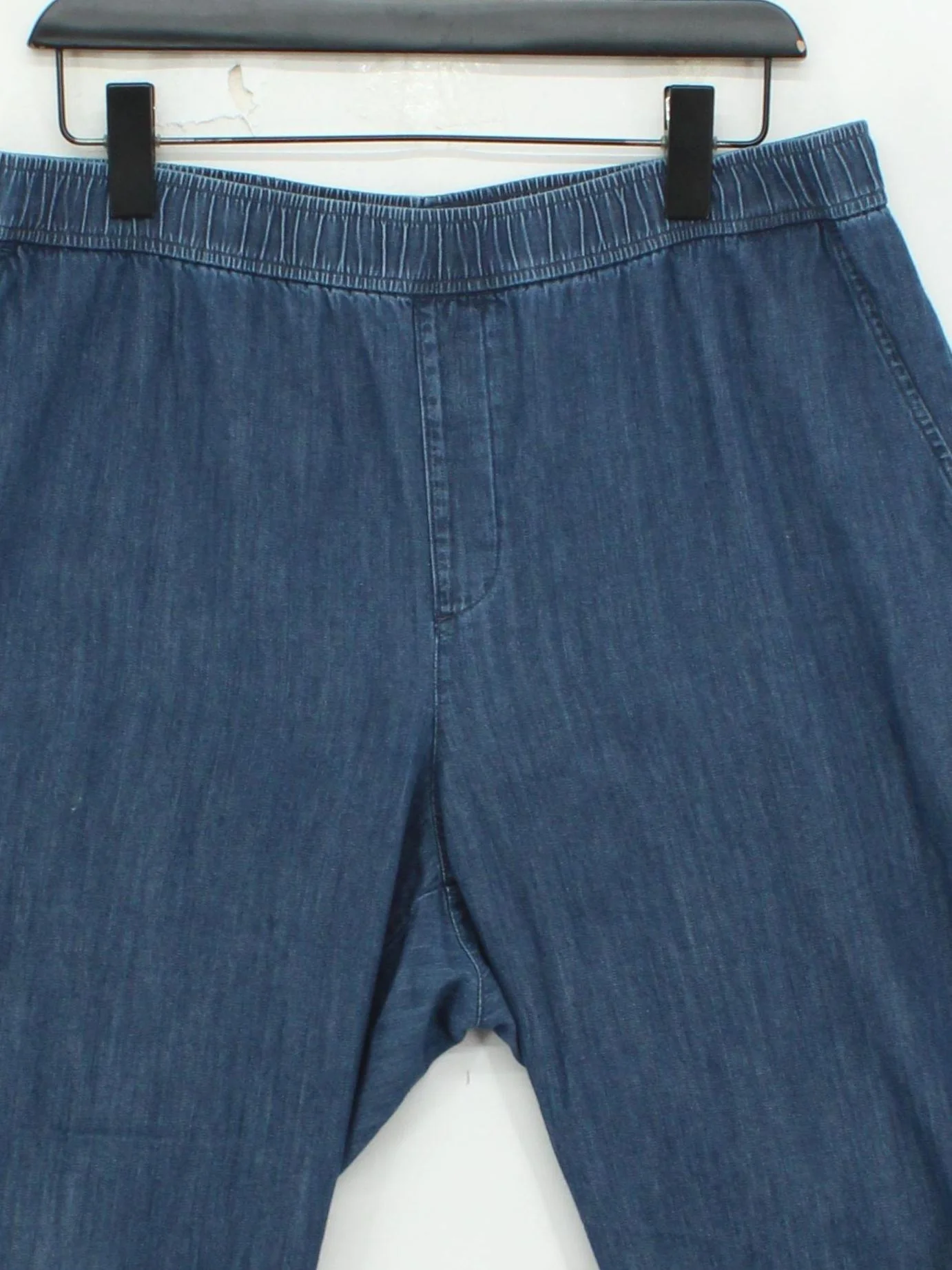 Uniqlo Women's Trousers XL Blue Cotton with Polyester Wide-Leg Cropped - Image 3