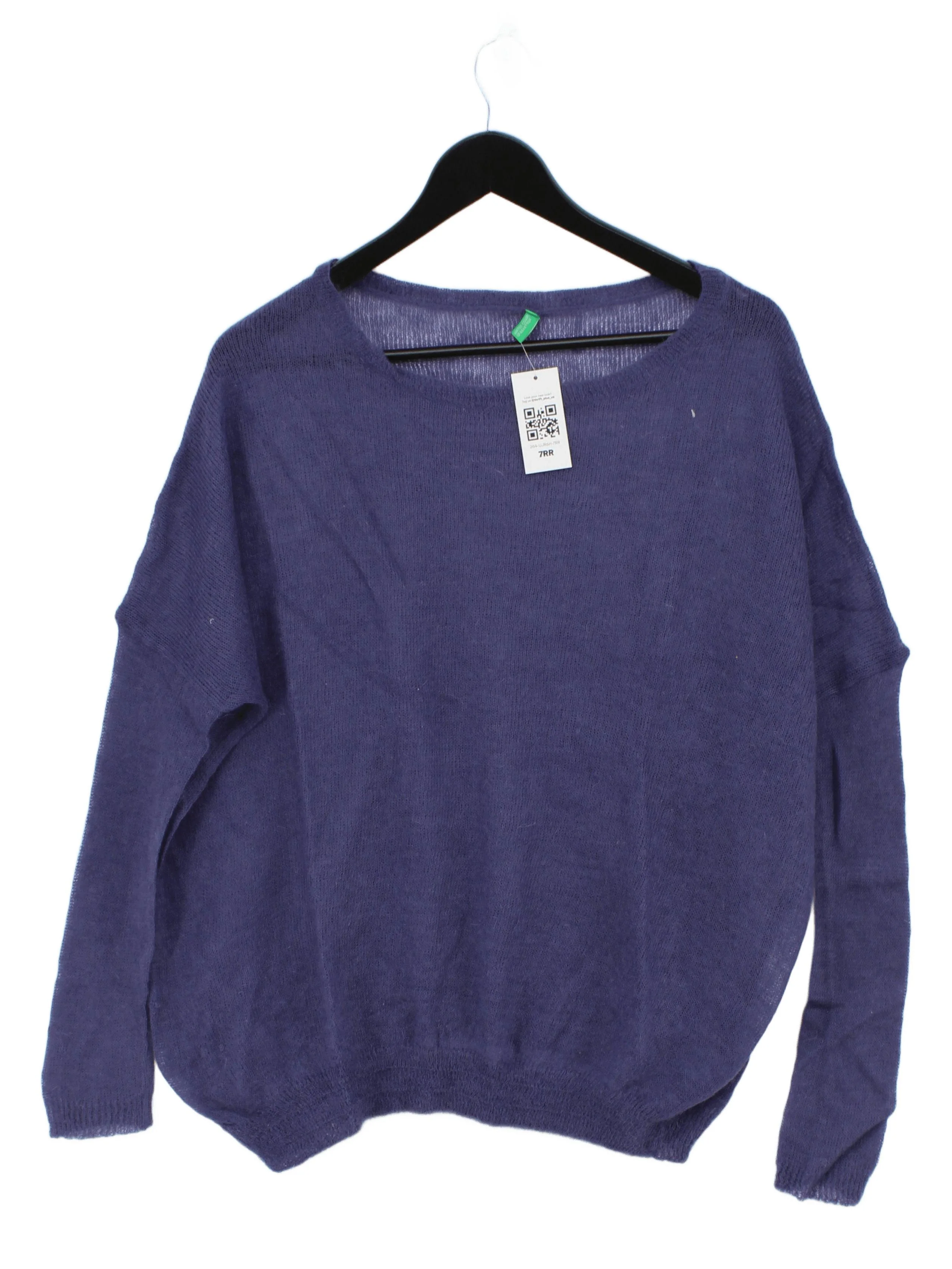 United Colors Of Benetton Women's Jumper S Blue Mohair with Acrylic Pullover