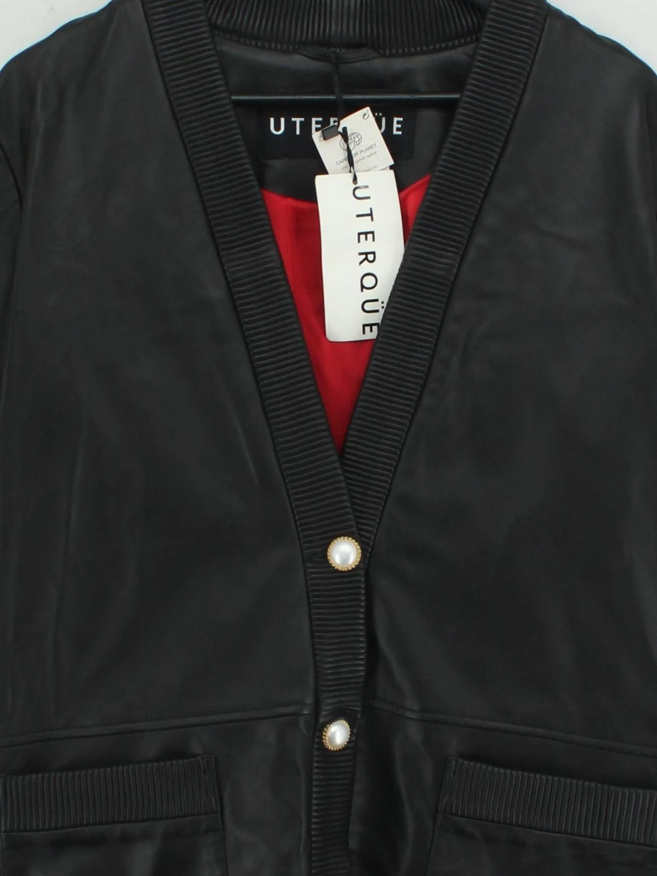 Uterque Women's Cardigan L Black Leather with Polyester V-Neck Cardigan - Image 3