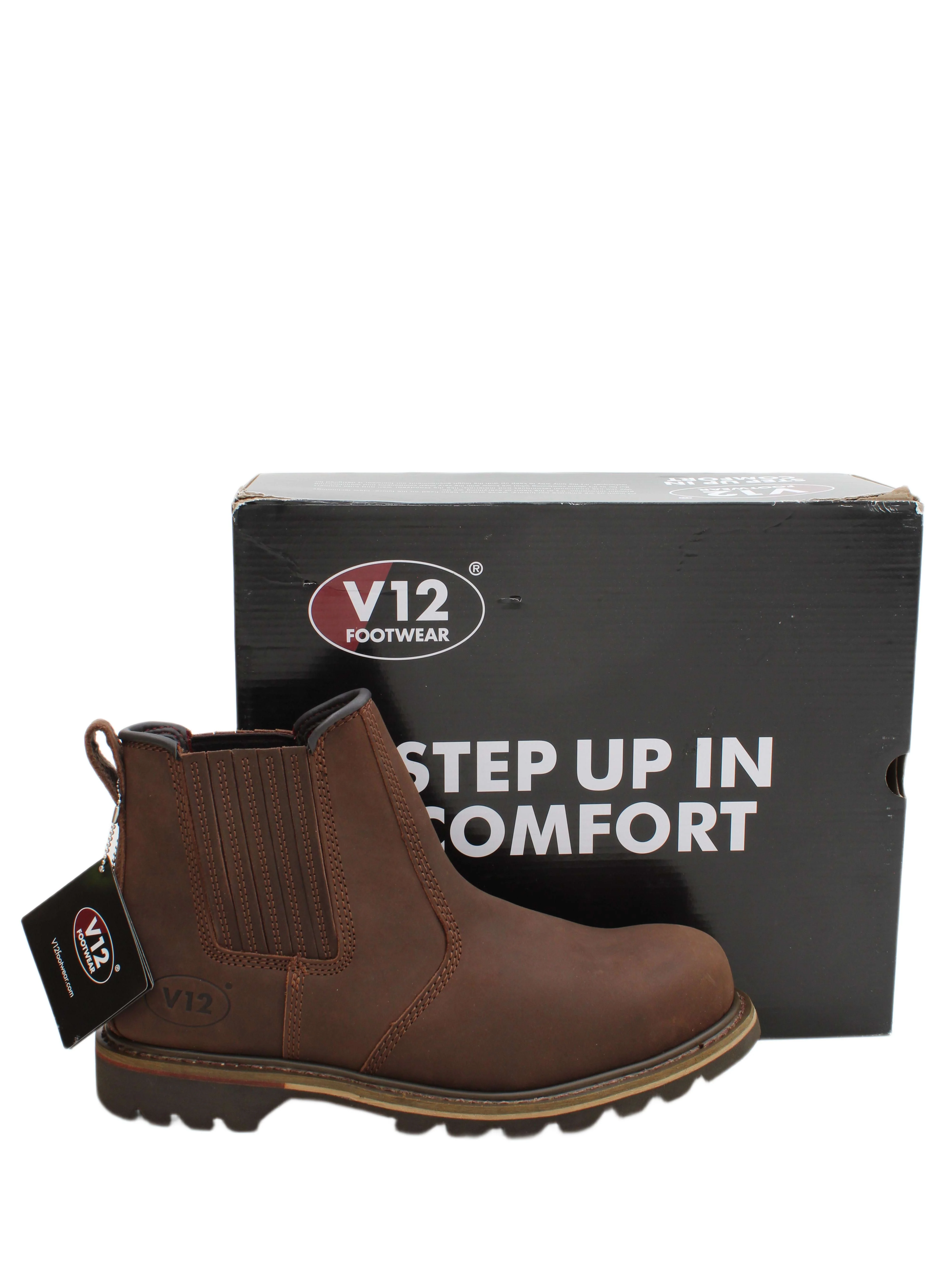 V12 Footwear Men's Boots UK 12 Brown 100% Leather Chelsea