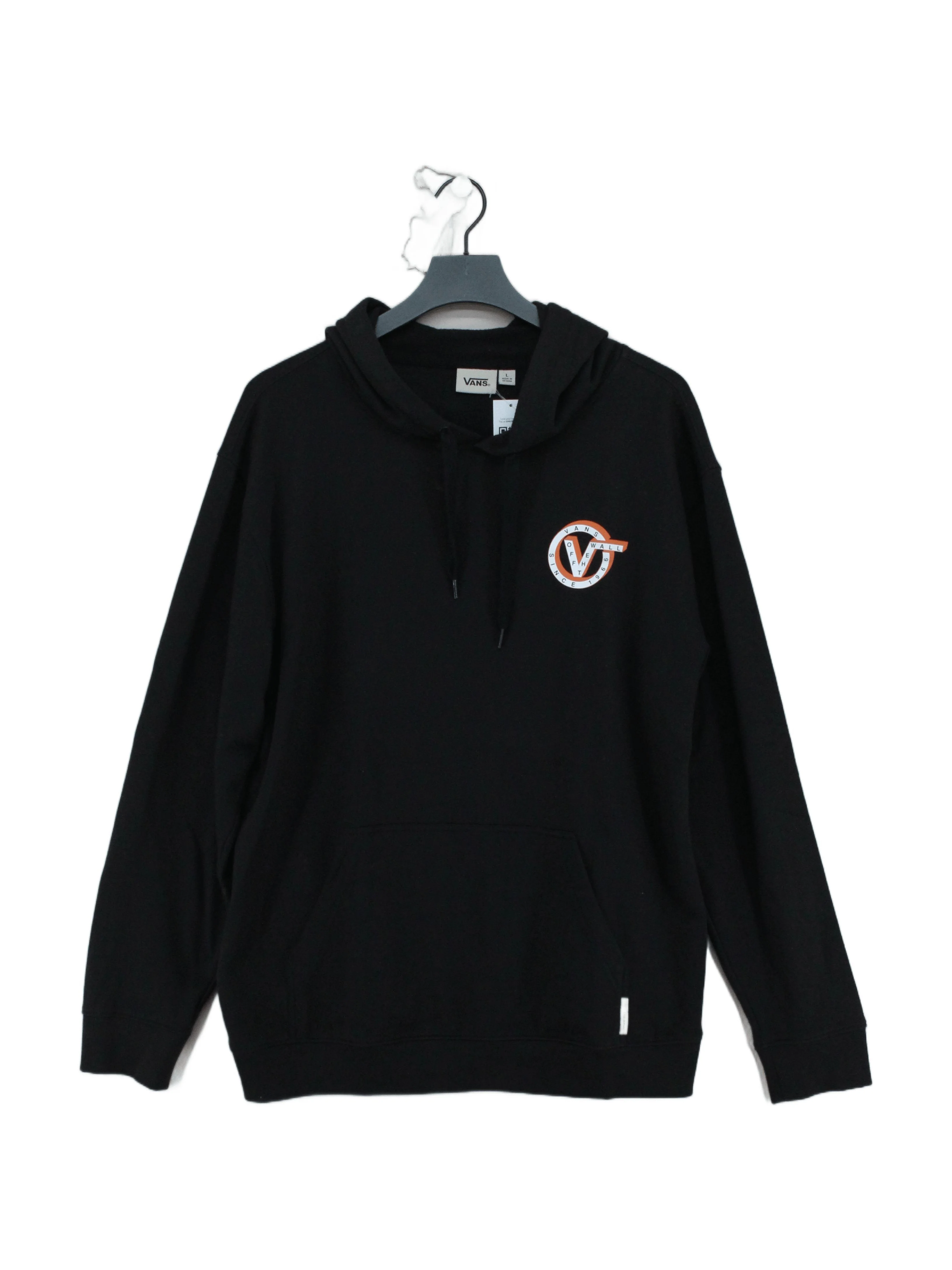 Vans Men's Hoodie L Black Graphic Cotton with Polyester Pullover