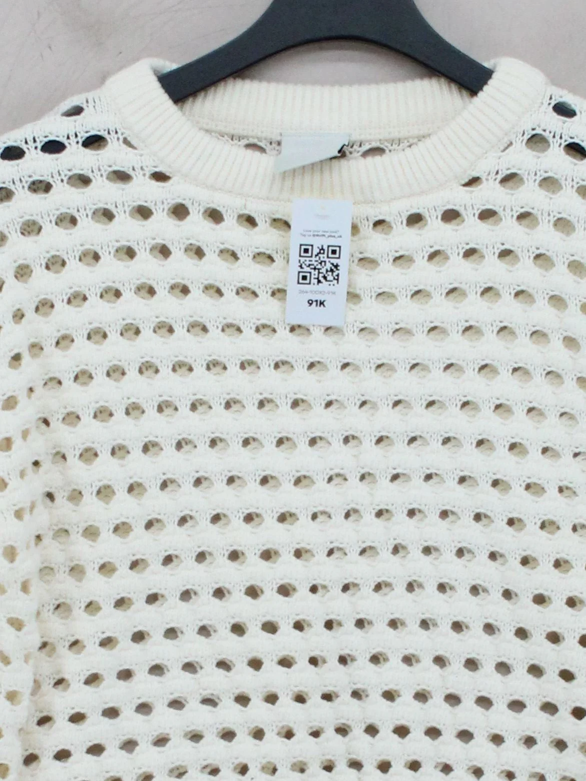 Varley Women's Jumper M Cream 100% Cotton Round Neck Pullover - Image 3