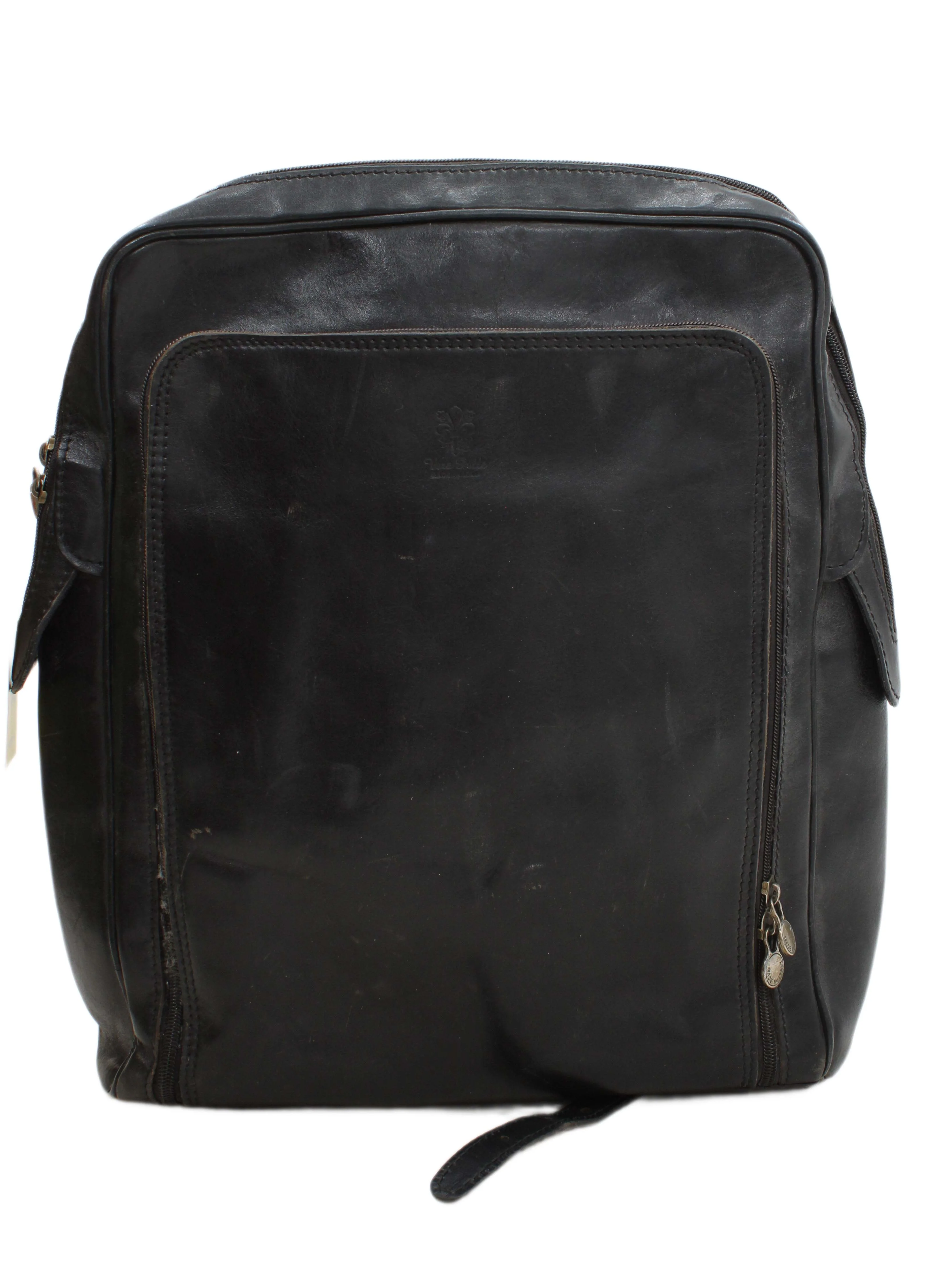 Vera Pelle Men's Bag Black 100% Leather Backpack