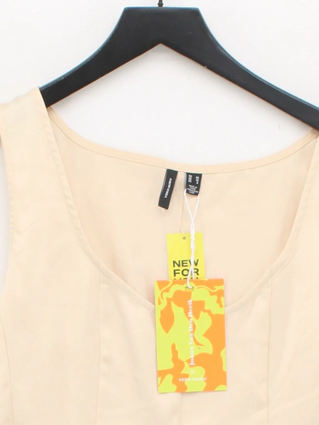 Vero Moda Women's Top UK 10 Cream Polyester with Elastane Cropped - Image 3