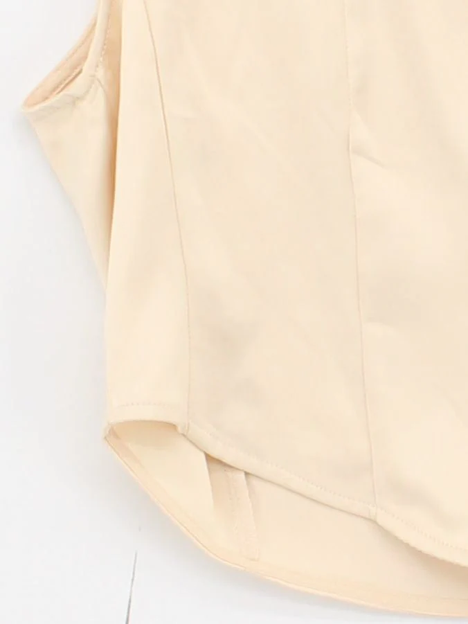 Vero Moda Women's Top UK 12 Cream 100% Elastane Sleeveless Round Neck Cropped - Image 4