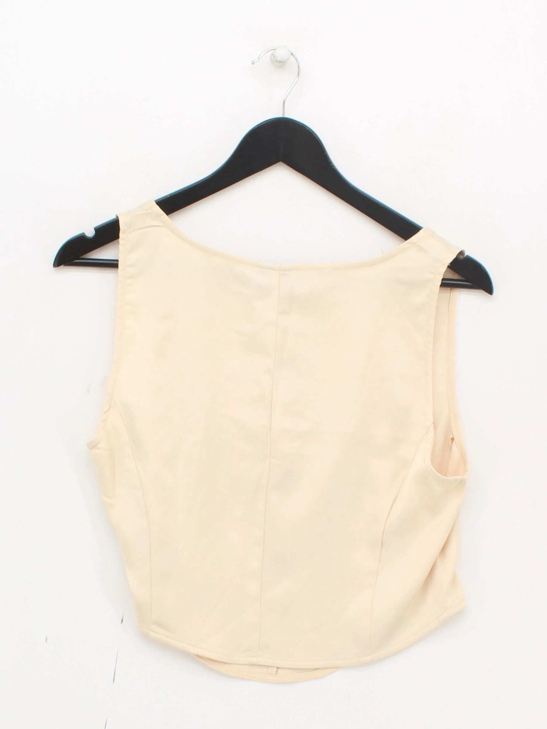 Vero Moda Women's Top UK 12 Cream Polyester with Elastane Cropped - Image 2