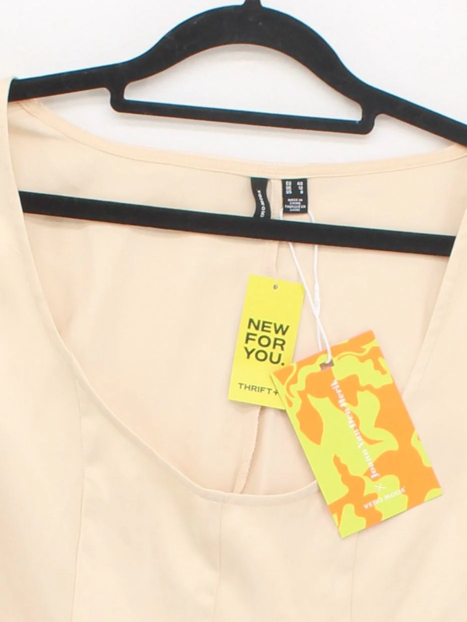 Vero Moda Women's Top UK 12 Cream Polyester with Elastane Cropped - Image 3