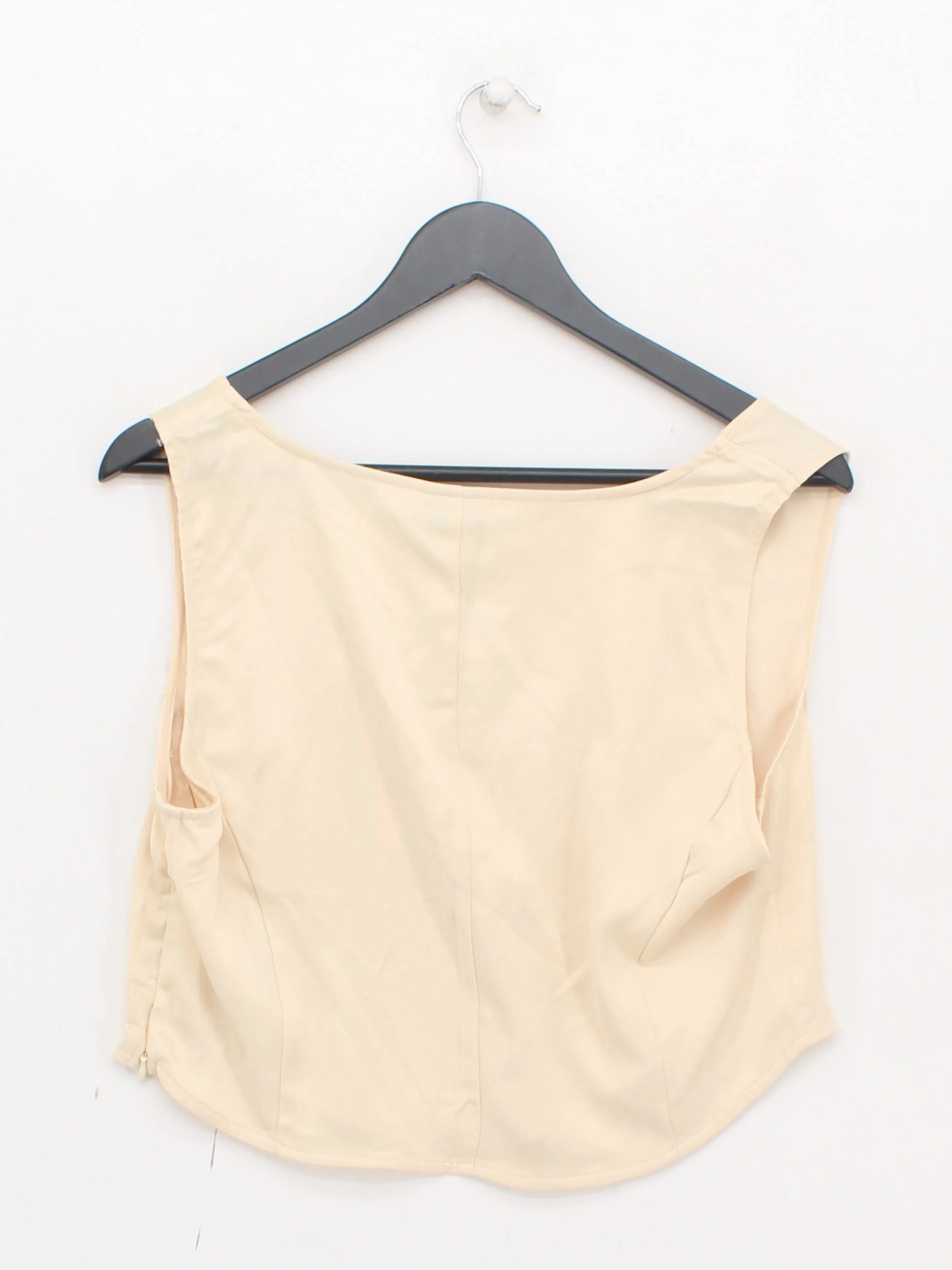 Vero Moda Women's Top UK 14 Cream 100% Other Sleeveless Round Neck Cropped - Image 2