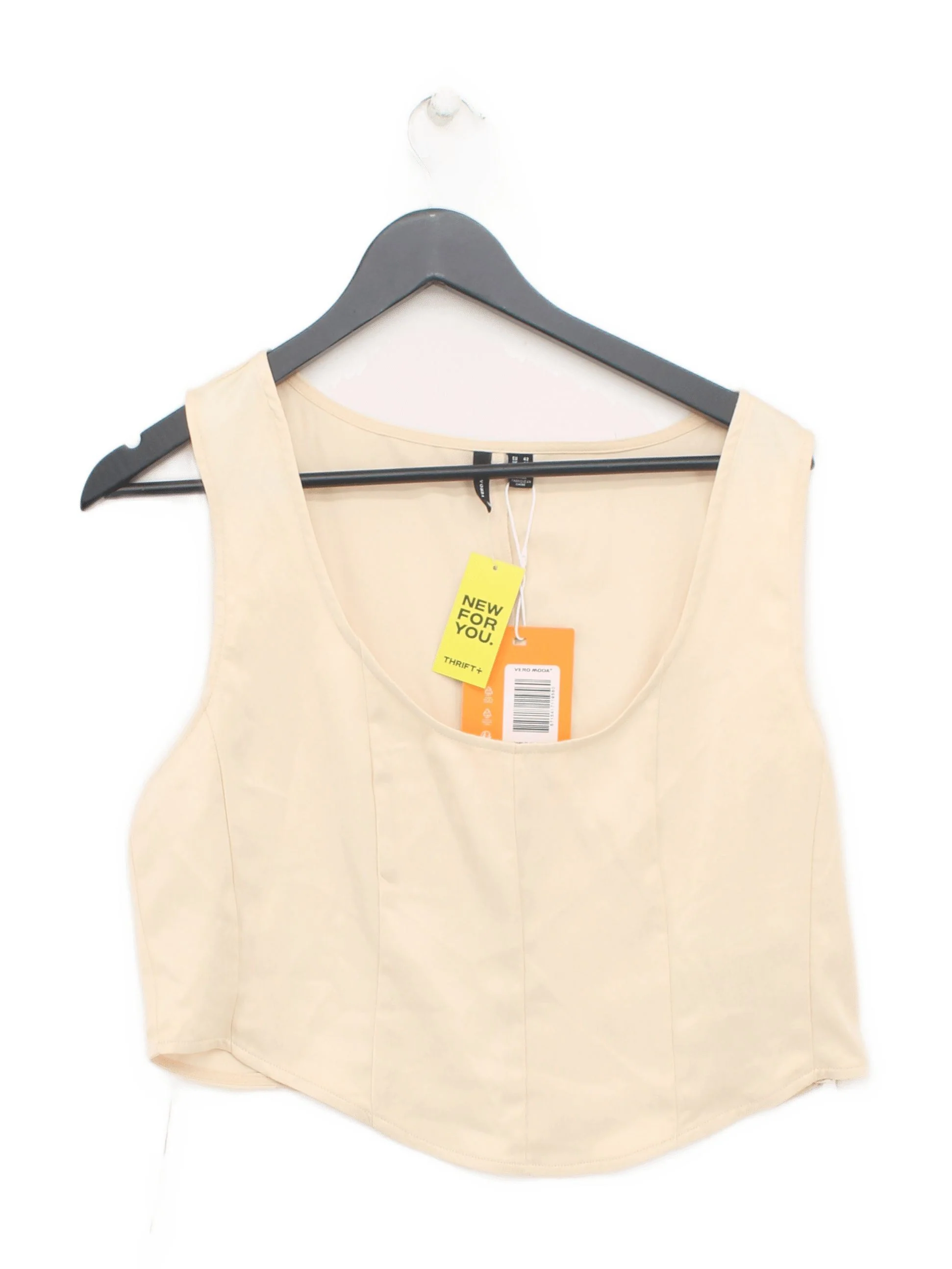 Vero Moda Women's Top UK 14 Cream 100% Other Sleeveless Square Neck Cropped