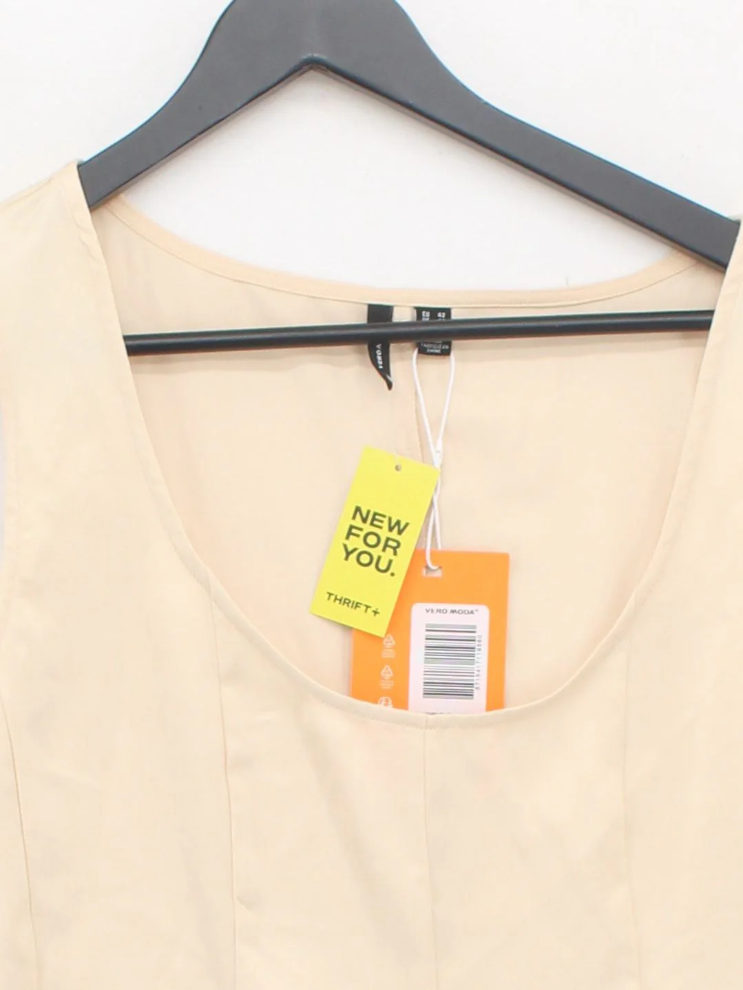 Vero Moda Women's Top UK 14 Cream 100% Other Sleeveless Square Neck Cropped - Image 3