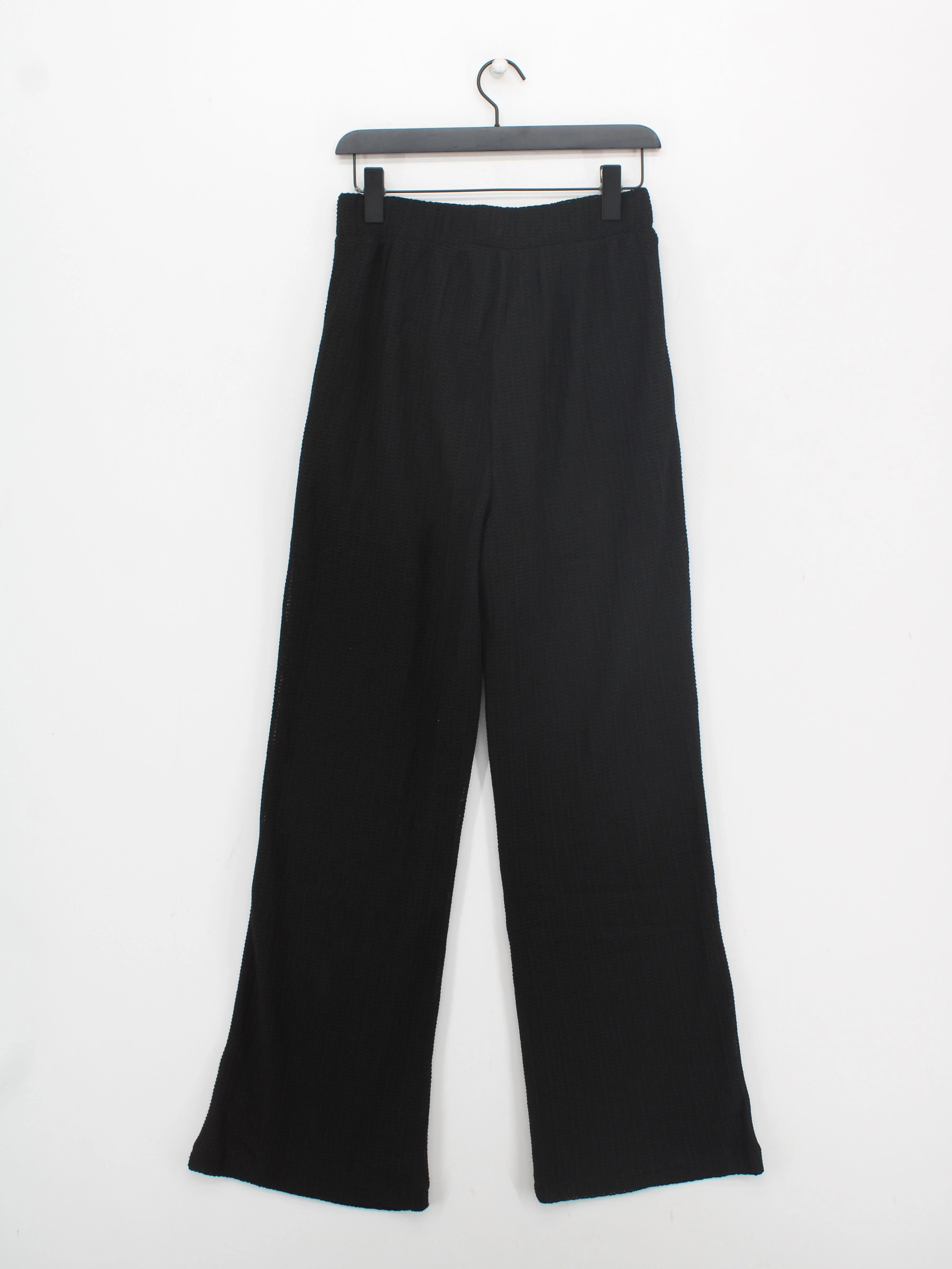 Vero Moda Women's Trousers M Black Polyester with Cotton Wide-Leg Sweatpants - Image 2
