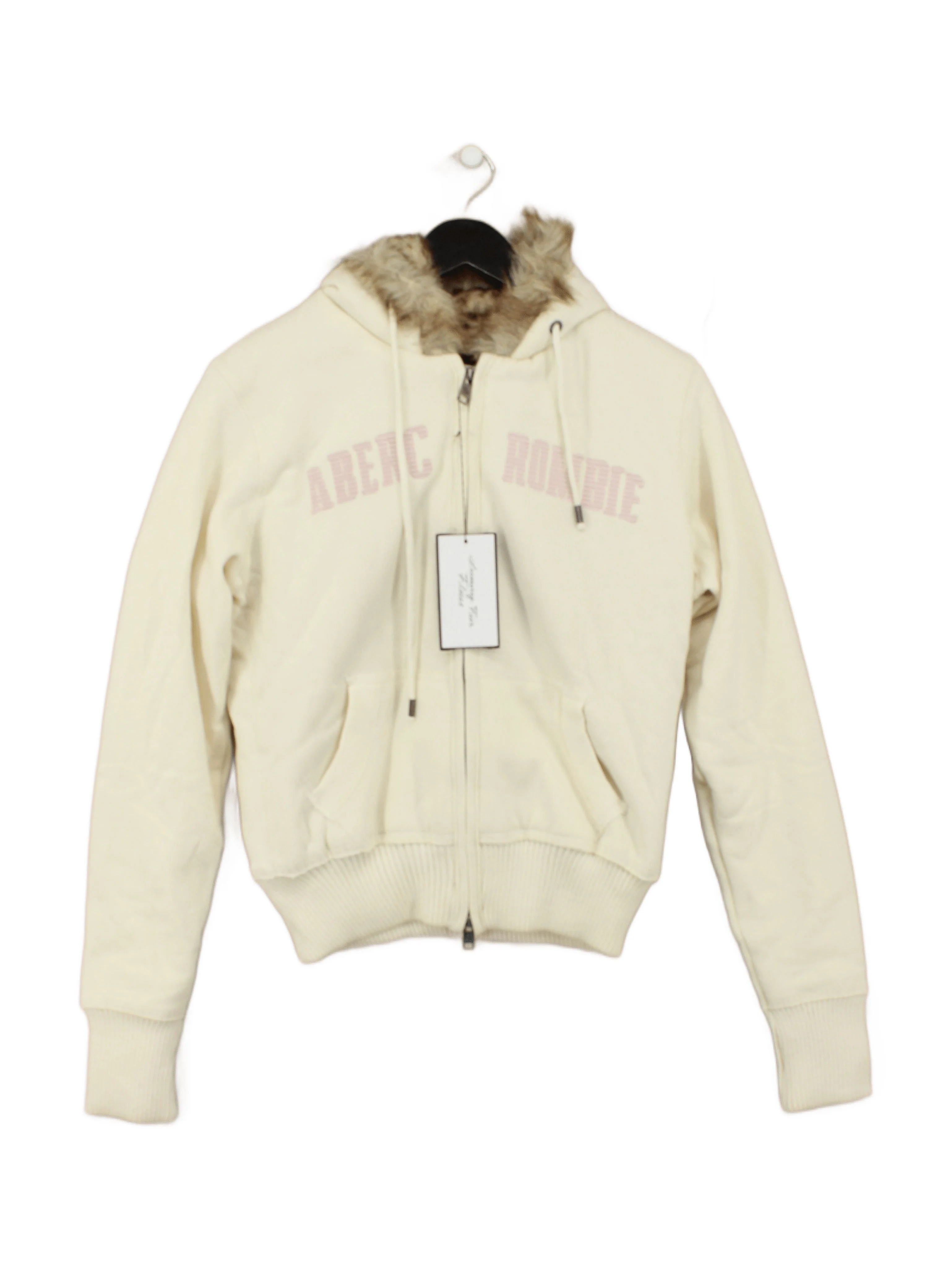 Vintage Abercrombie & Fitch Women's Hoodie L Cream Cotton