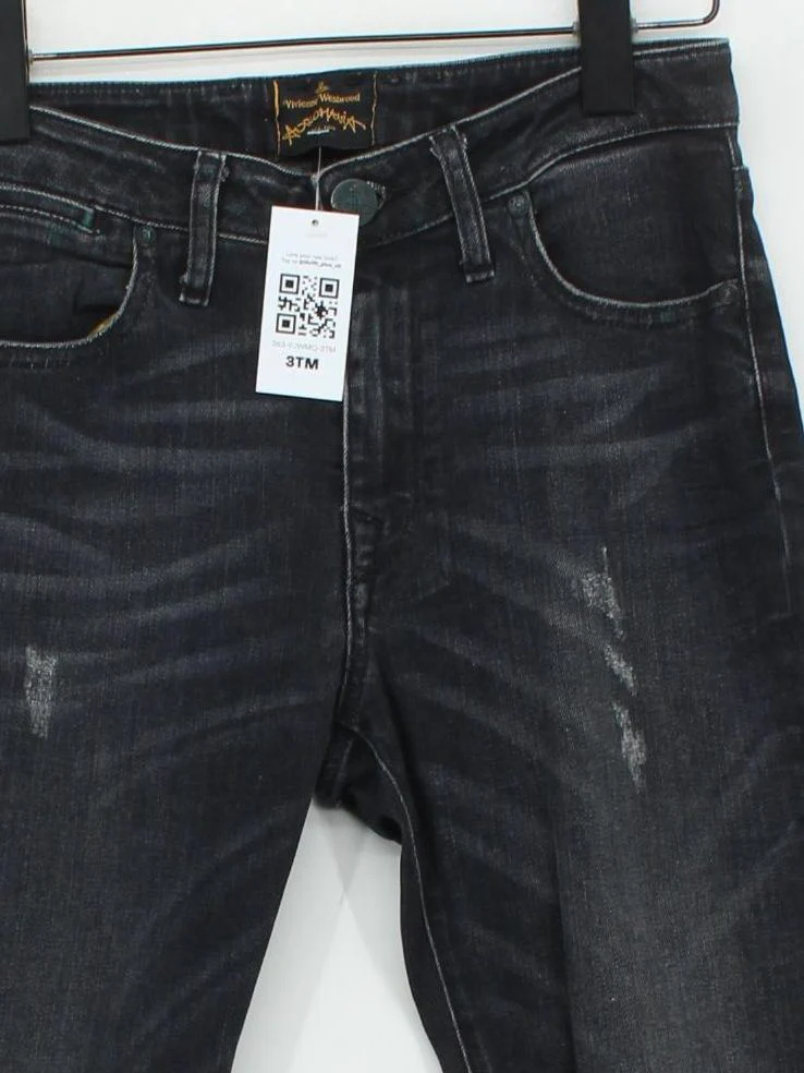 Vivienne Westwood Men's Jeans W 28 in Black Cotton with Elastane, Leather Skinny - Image 3