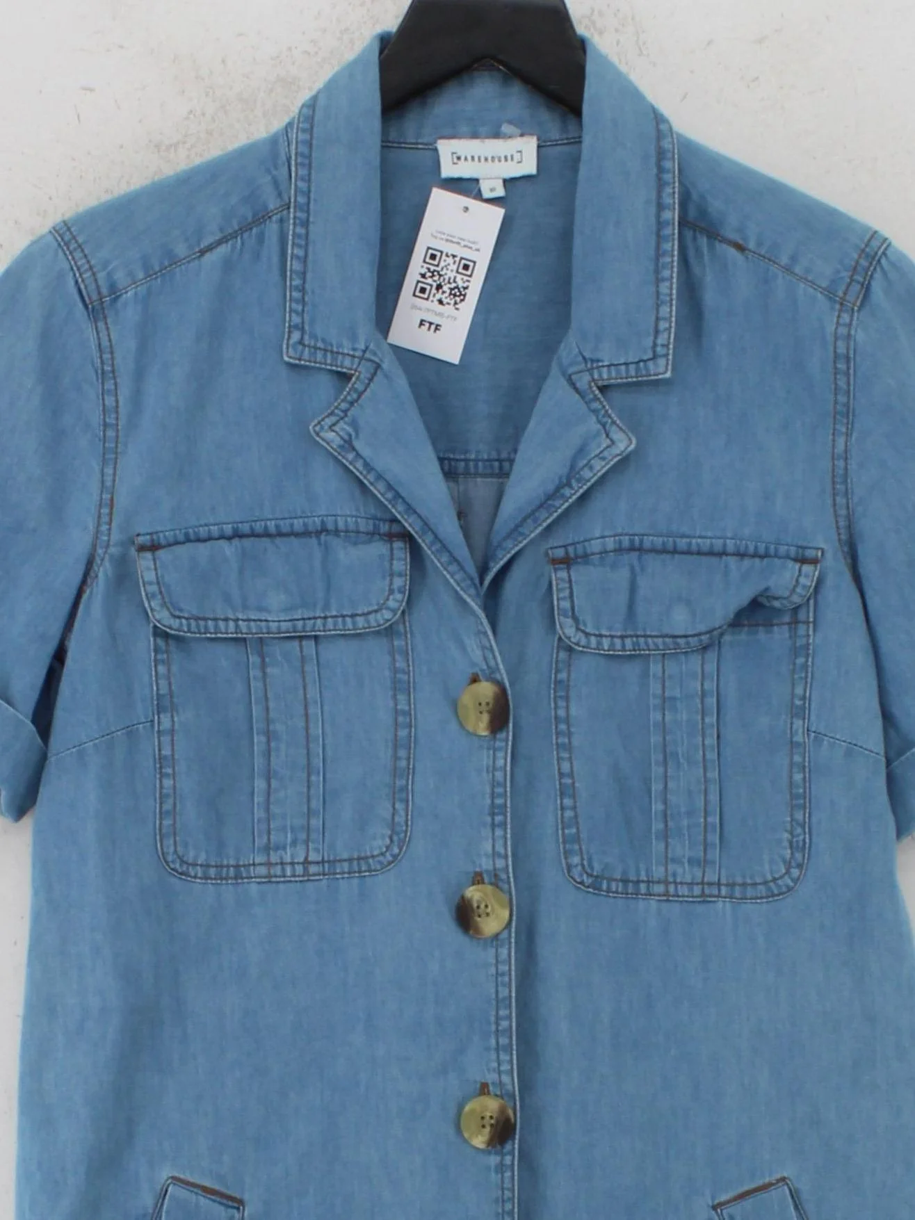 Warehouse Shirt Mini Dress UK10 in Blue - Image 3