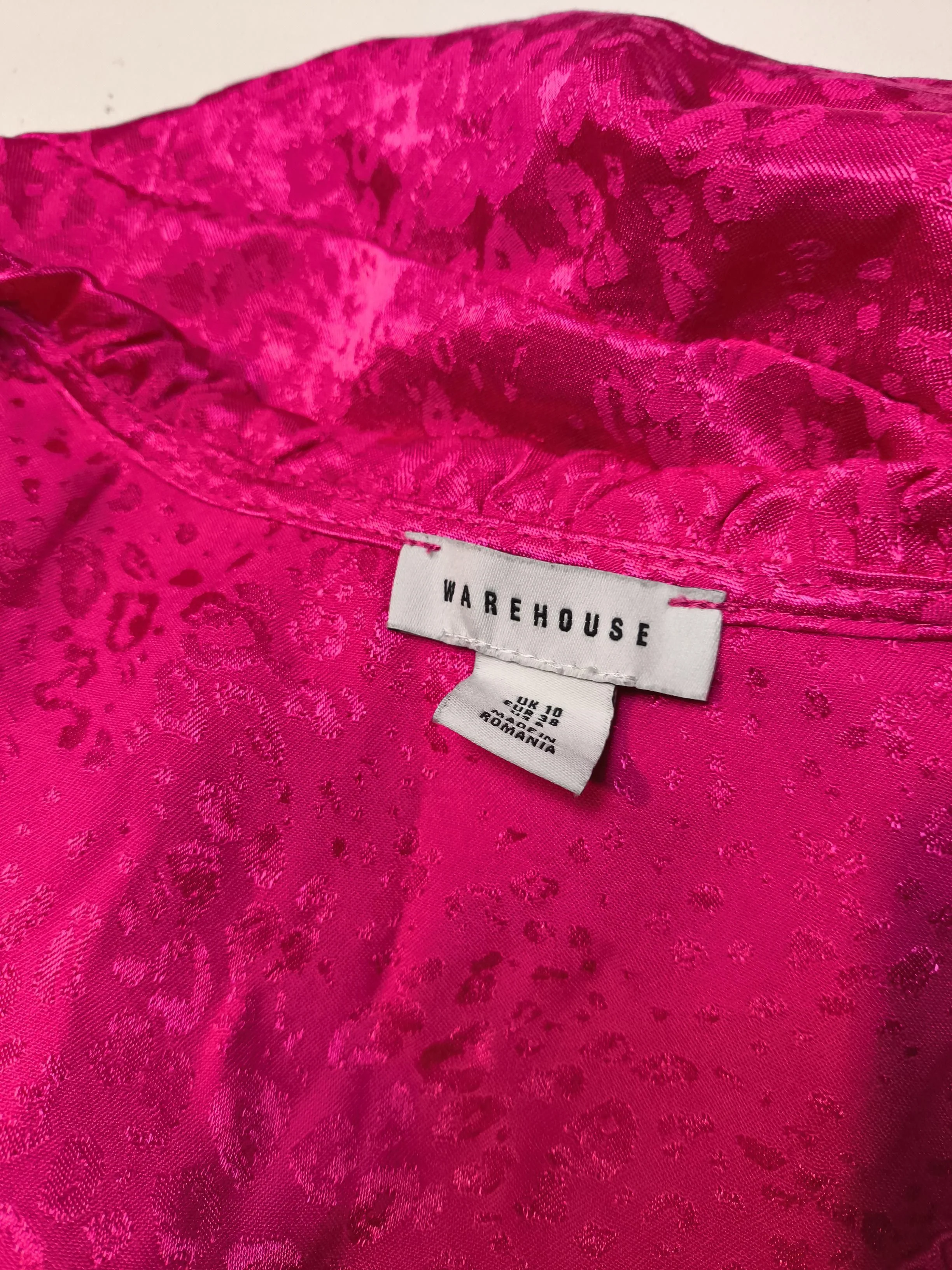 Warehouse Women's Top UK 10 Pink 100% Viscose Long Sleeve V-Neck Basic - Image 5