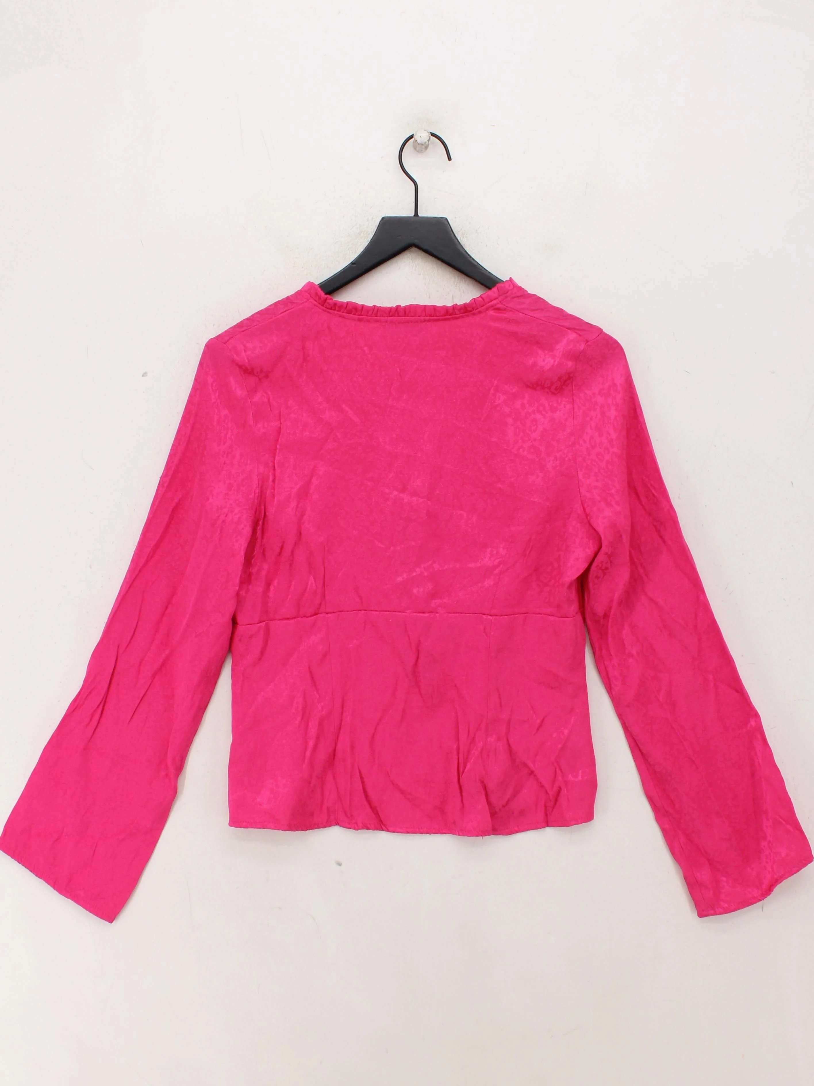 Warehouse Women's Top UK 12 Pink Viscose with Polyester Cropped - Image 2