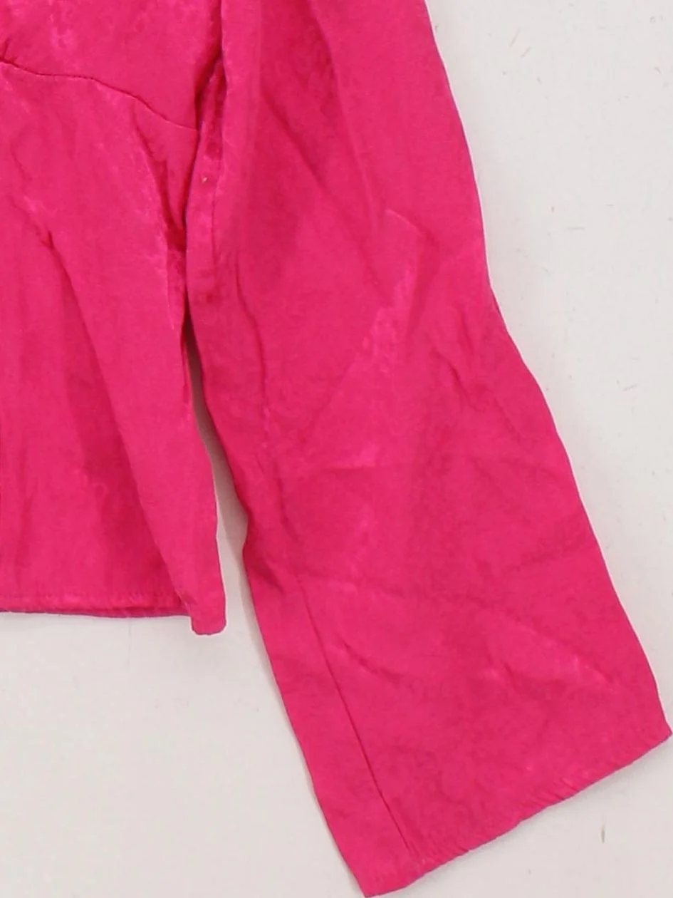 Warehouse Women's Top UK 12 Pink Viscose with Polyester Cropped - Image 4