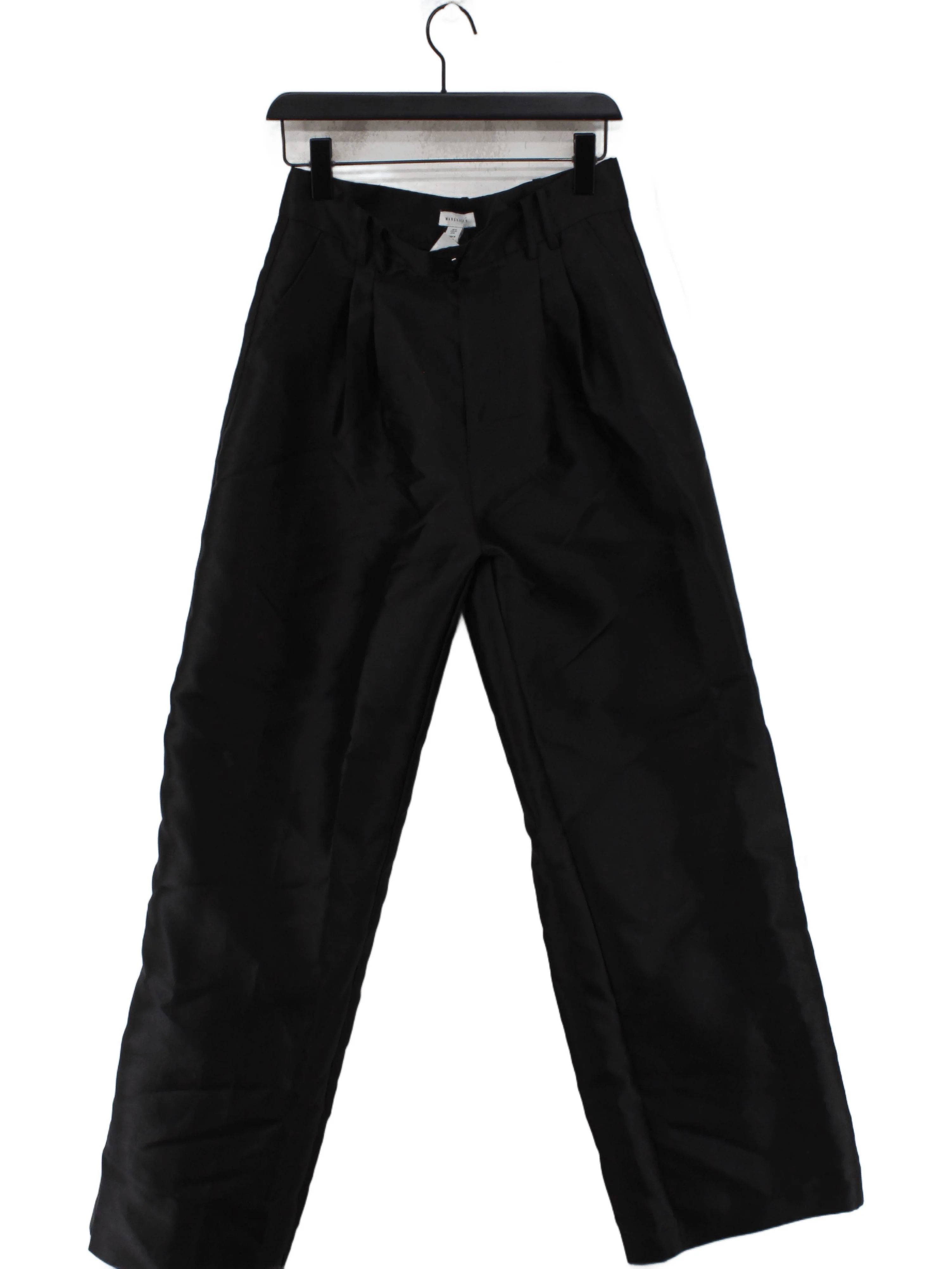 Warehouse Women's Trousers UK 12 Black 100% Polyester Wide-Leg Sweatpants