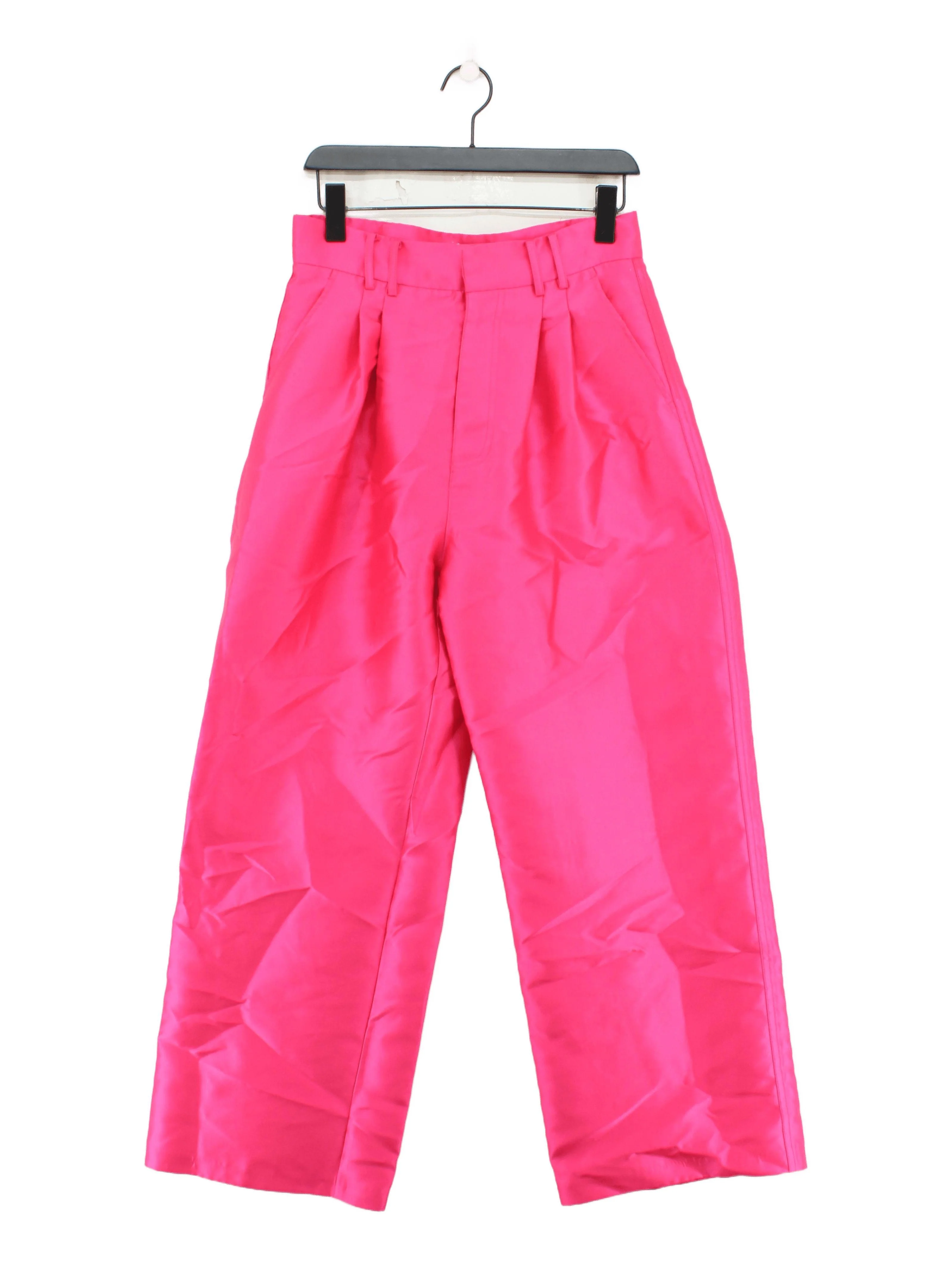 Warehouse Women's Trousers UK 12 Pink 100% Polyester Wide-Leg Chino