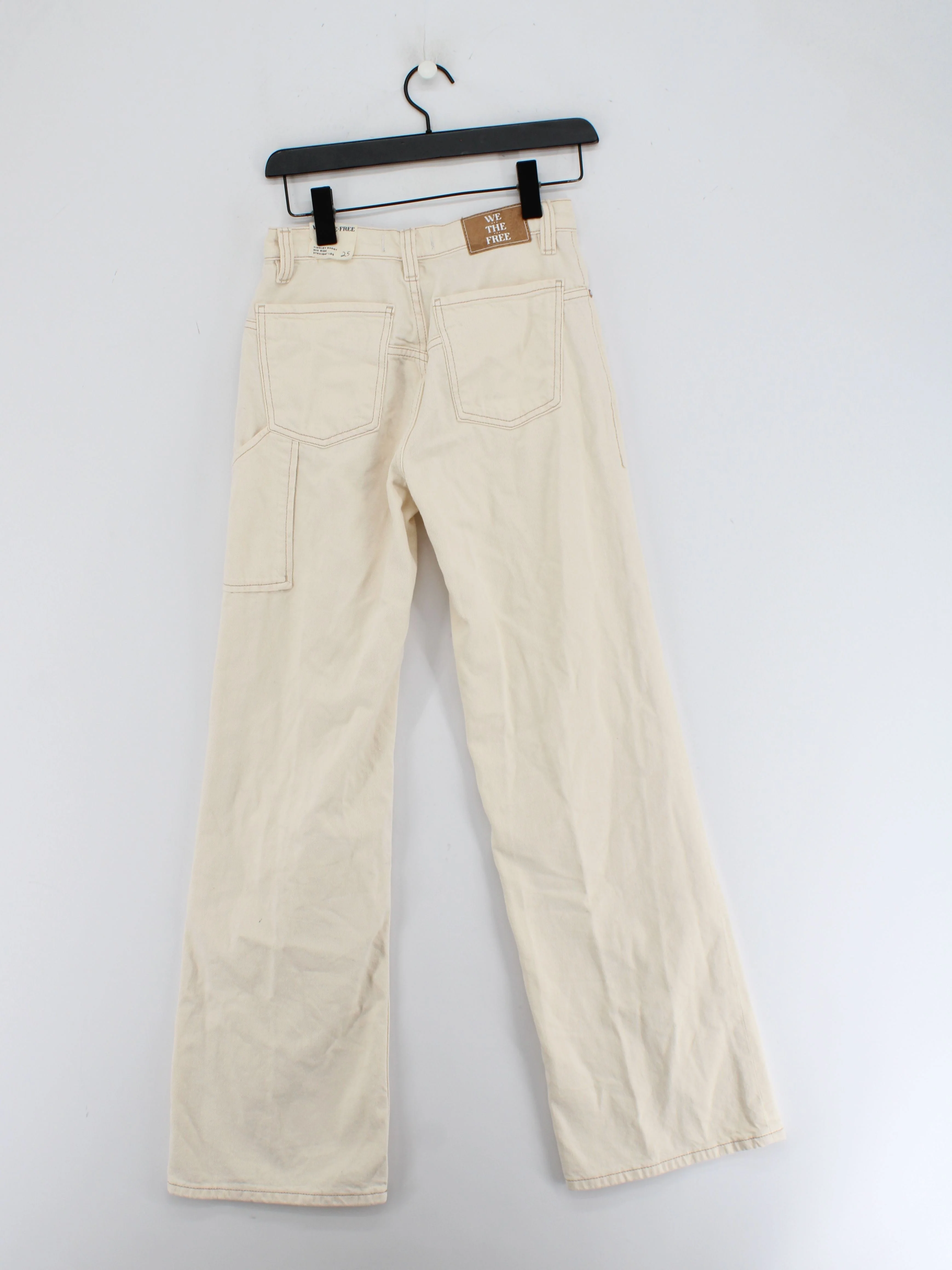 We The Free Women's Jeans W 25 in Cream 100% Cotton Wide-Leg - Image 2