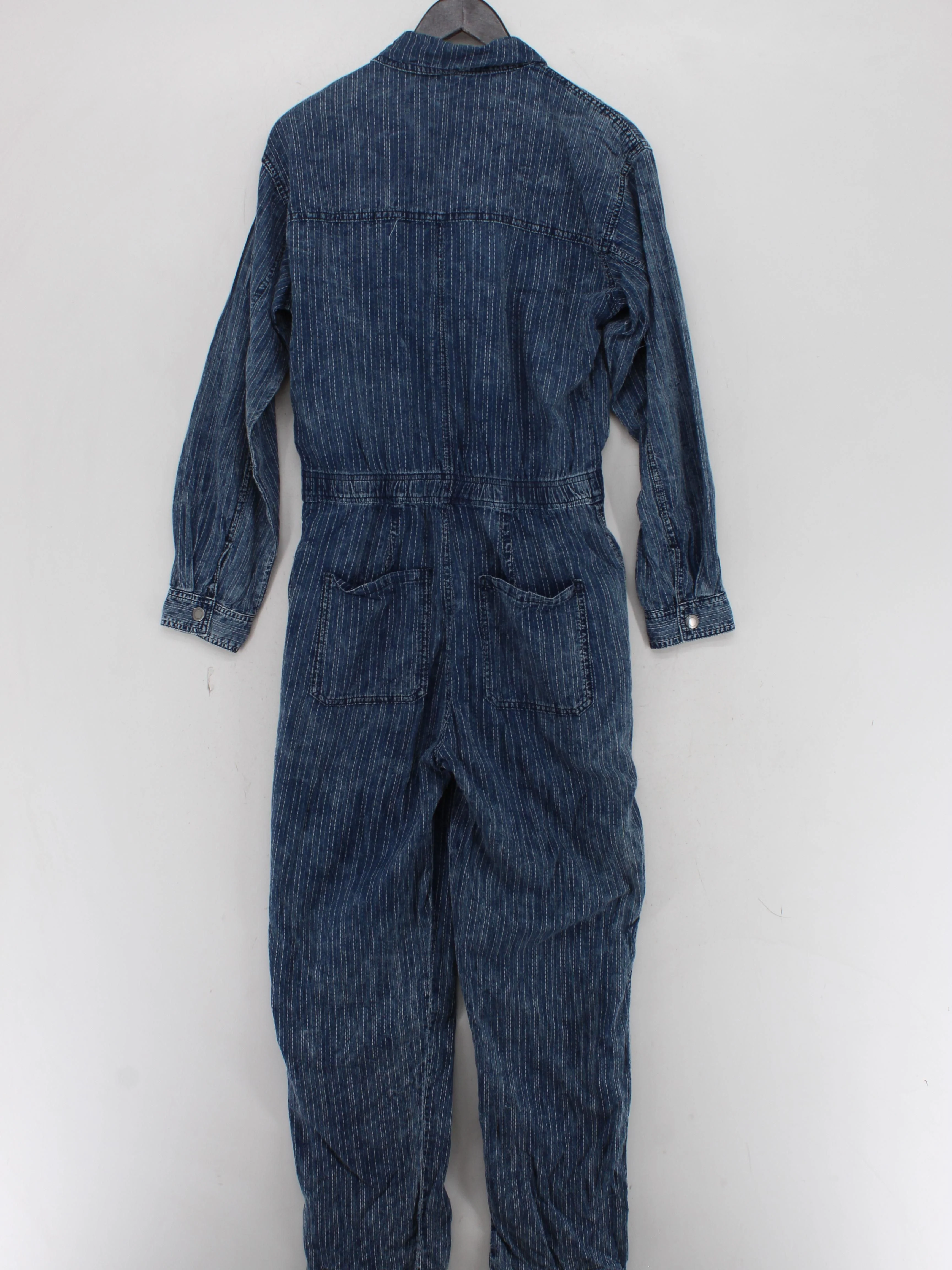 We The Free Women's Jumpsuit S Blue Striped 100% Cotton Straight Jumpsuit - Image 2