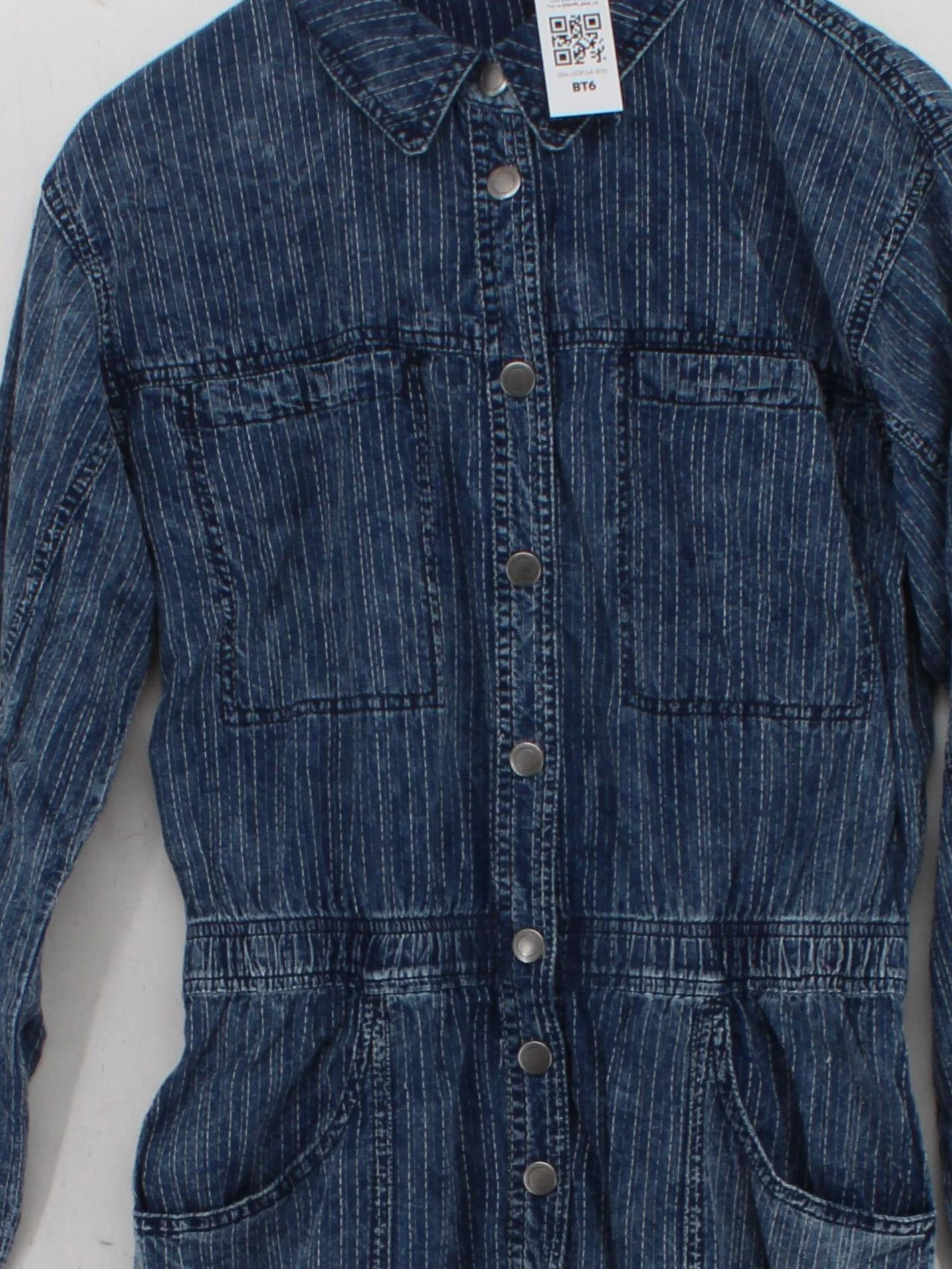 We The Free Women's Jumpsuit S Blue Striped 100% Cotton Straight Jumpsuit - Image 3