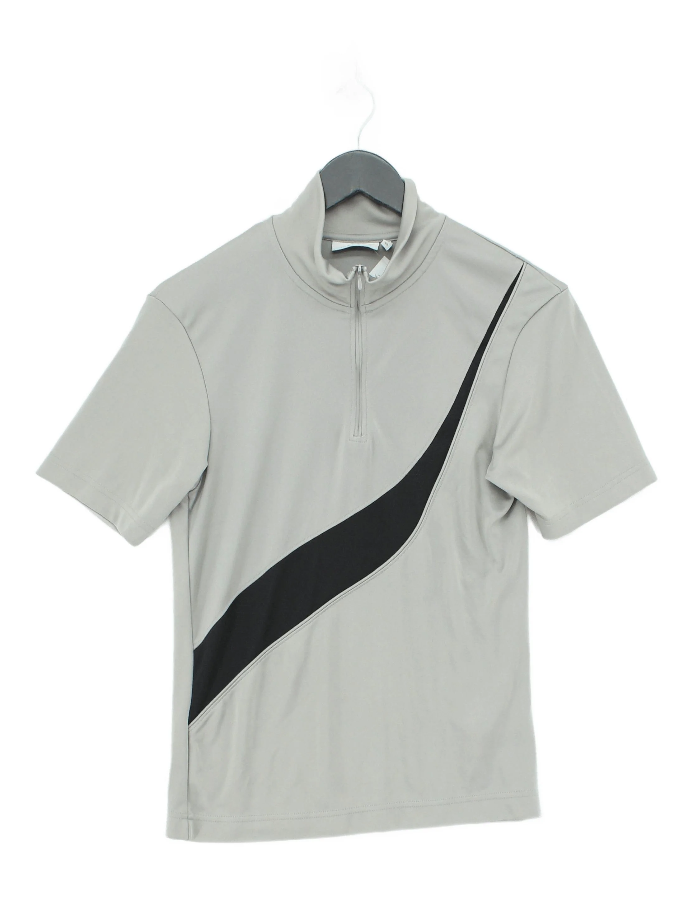 Weekday Men's Polo XS Grey Graphic Polyester with Elastane Mock Neck Basic