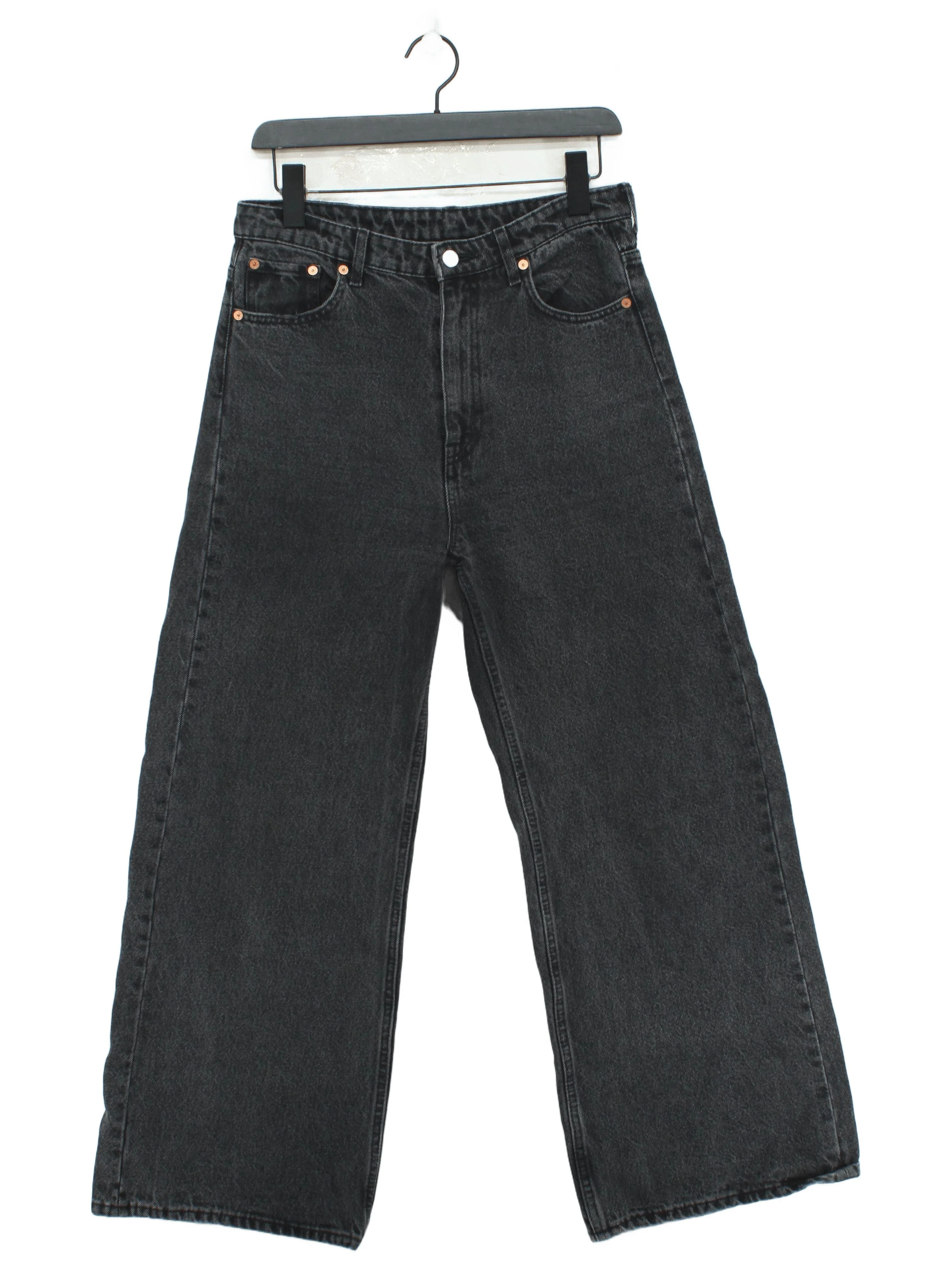 Weekday Women's Jeans W 29 in Black 100% Cotton Wide-Leg