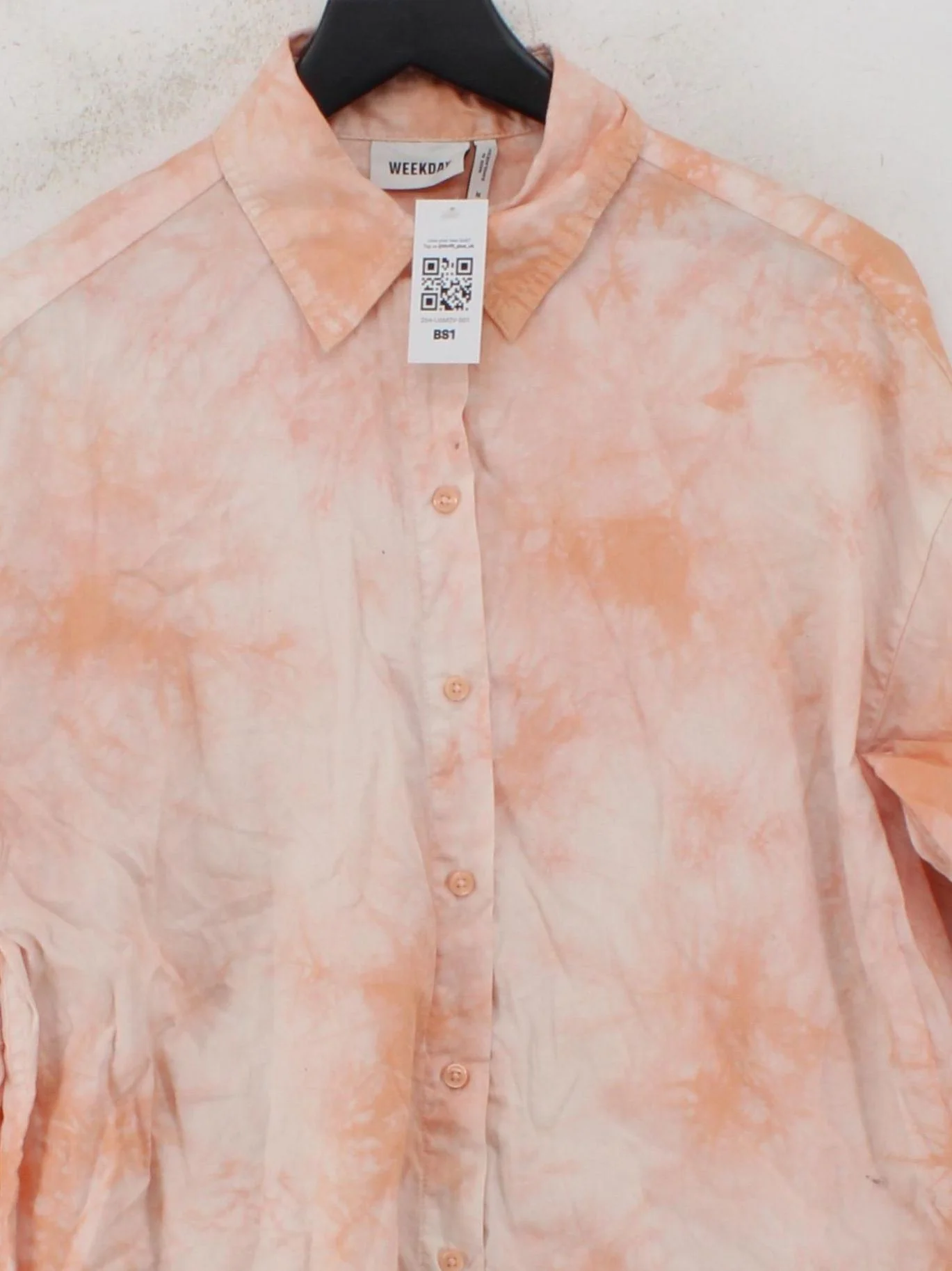 Weekday Women's Shirt M Orange 100% Cotton Long Sleeve Collared Basic - Image 3