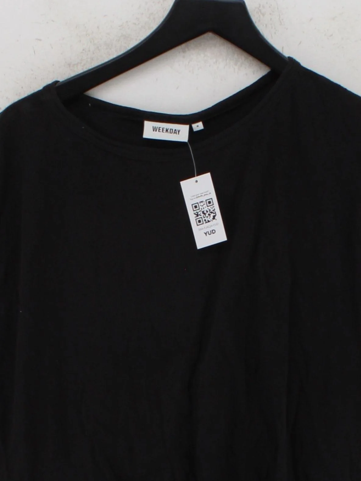 Weekday Women's T-Shirt M Black 100% Cotton Short Sleeve Round Neck Basic - Image 3