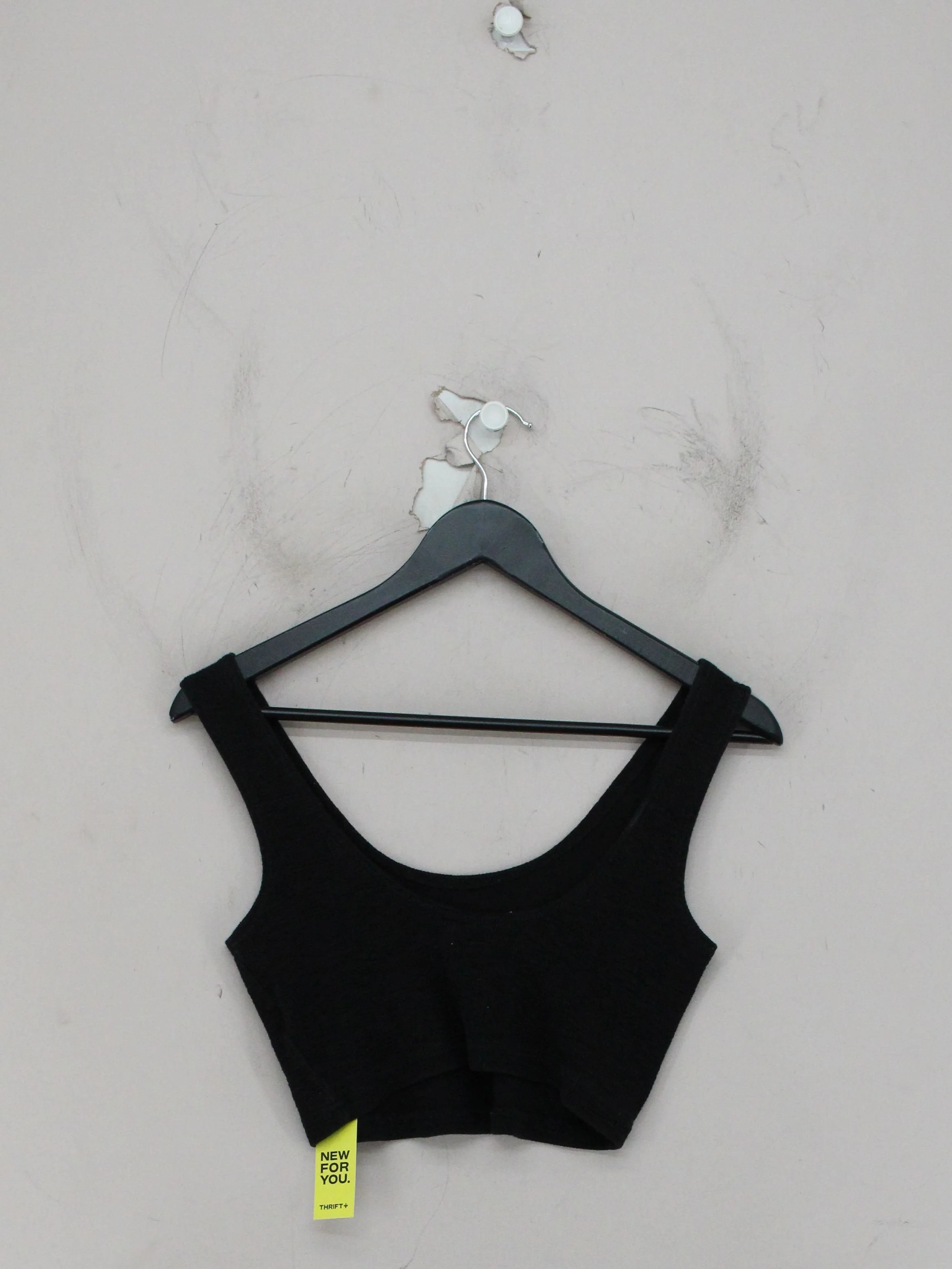 Weekday Women's Top M Black Cotton with Elastane Sleeveless Square Neck Cropped - Image 2