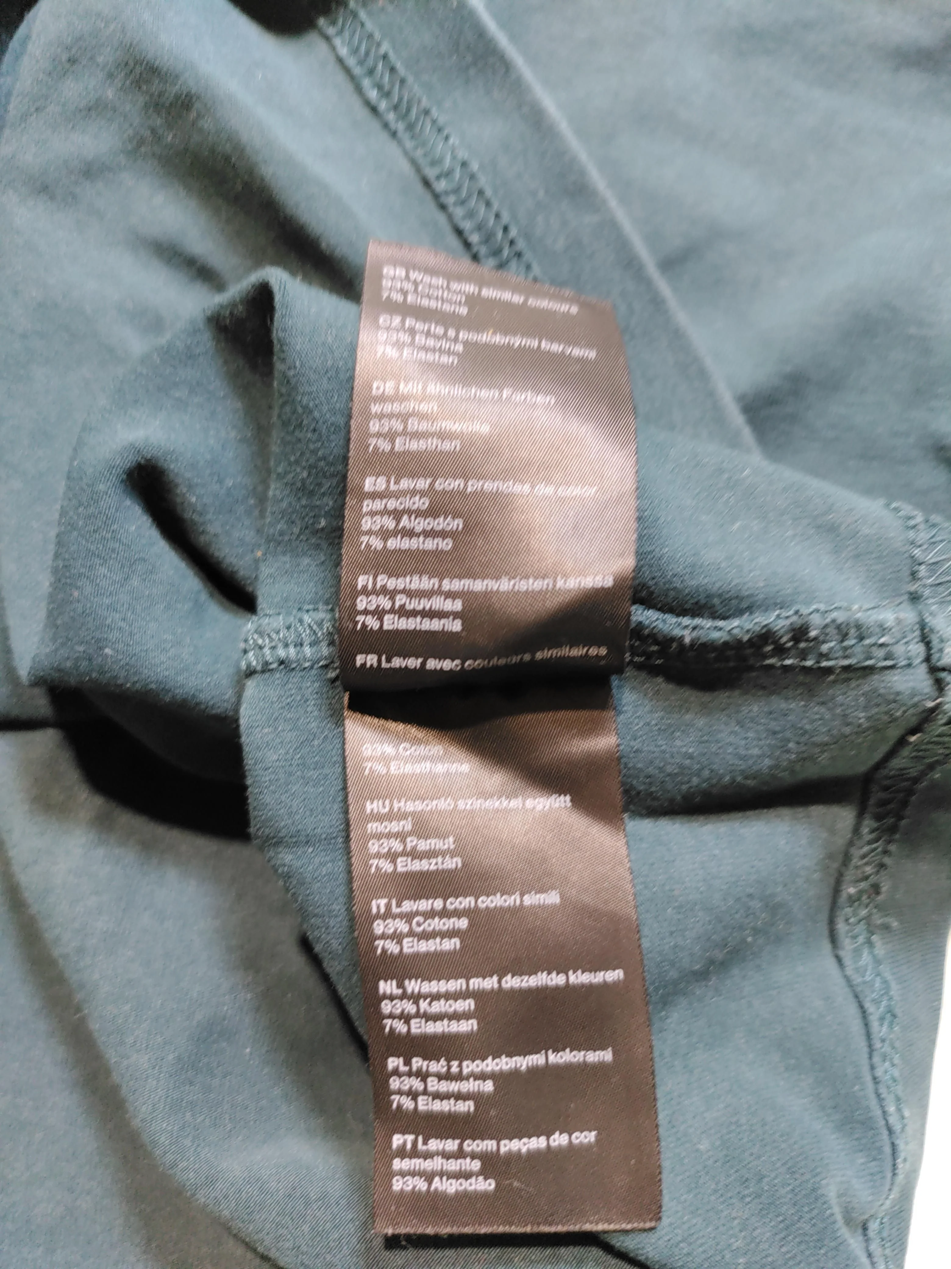 Weekday Women's Top M Green Cotton with Elastane 3/4 Sleeve Round Neck Cropped - Image 6