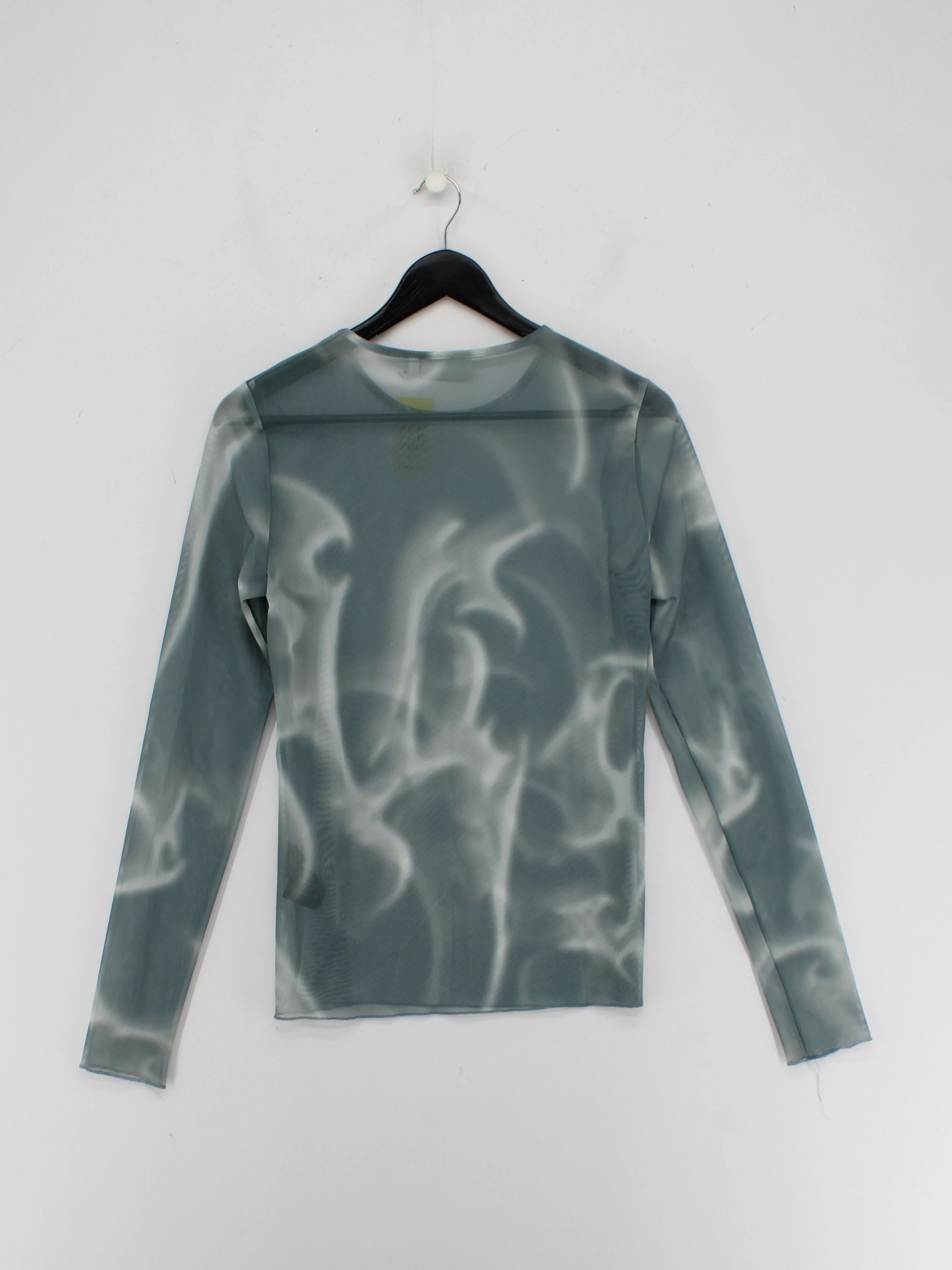 Weekday Women's Top M Green Polyester with Elastane Long Sleeve Round Neck Basic - Image 2