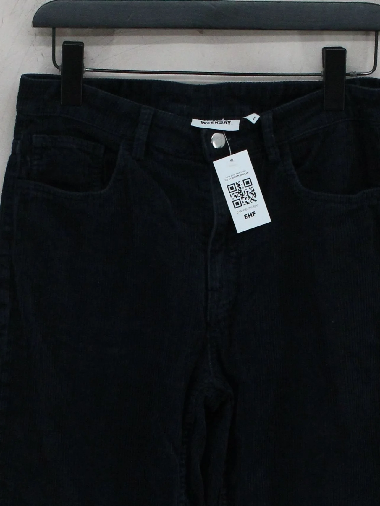 Weekday Women's Trousers UK 12 Blue 100% Cotton Flared Chino - Image 3