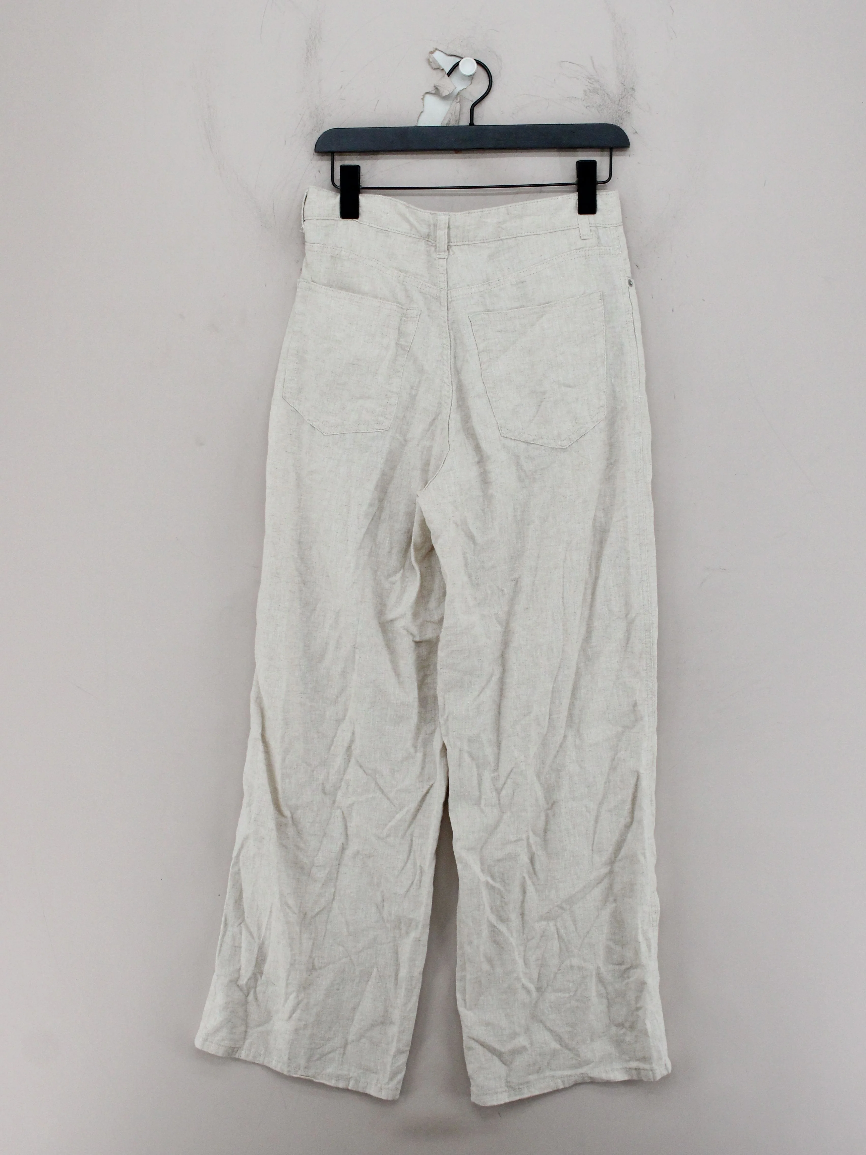 Weekday Women's Trousers UK 8 Cream Linen with Cotton Wide-Leg Sweatpants - Image 2
