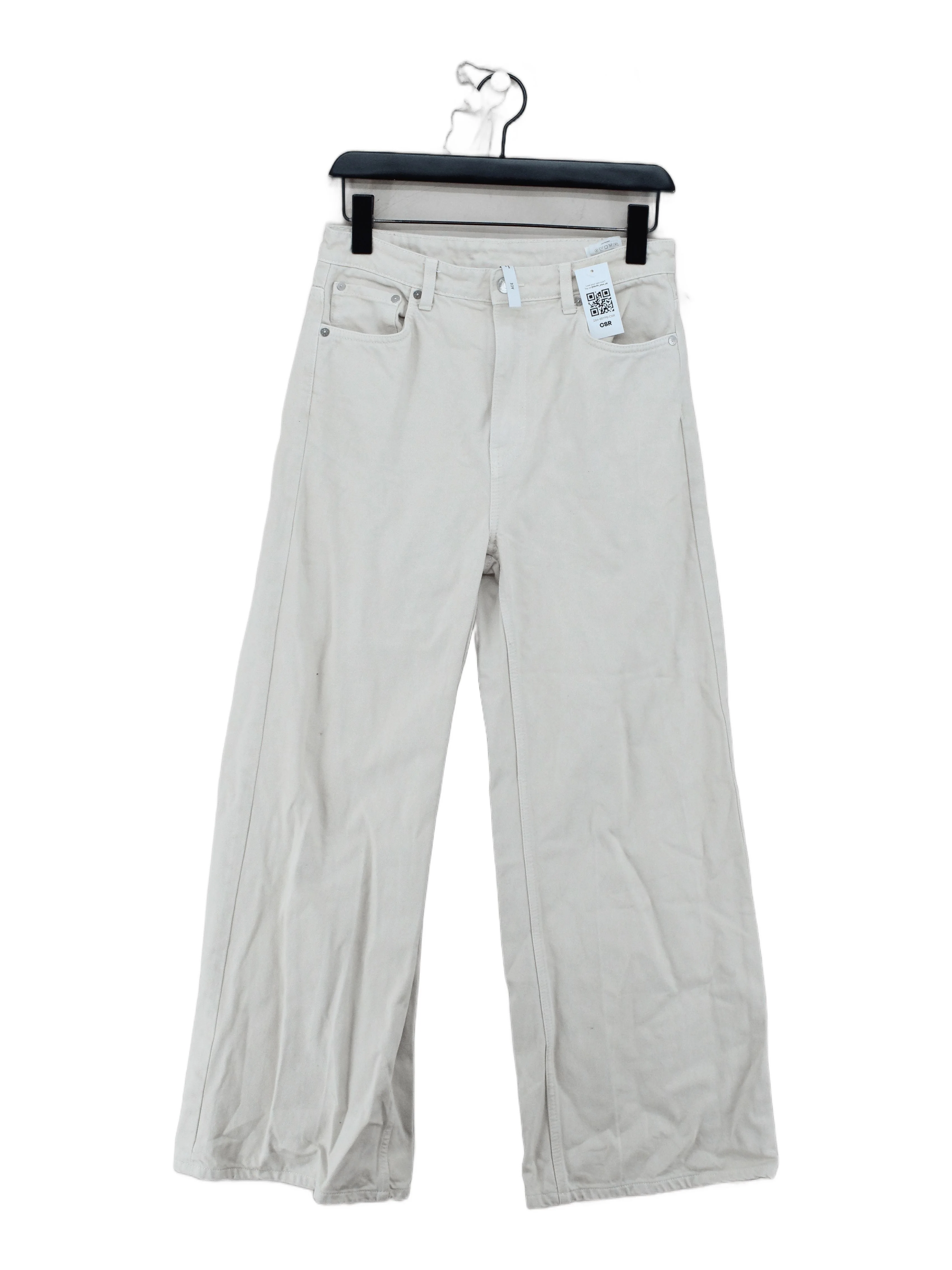 Weekday Women's Trousers W 27 in; L 30 in Cream 100% Cotton Wide-Leg Chino