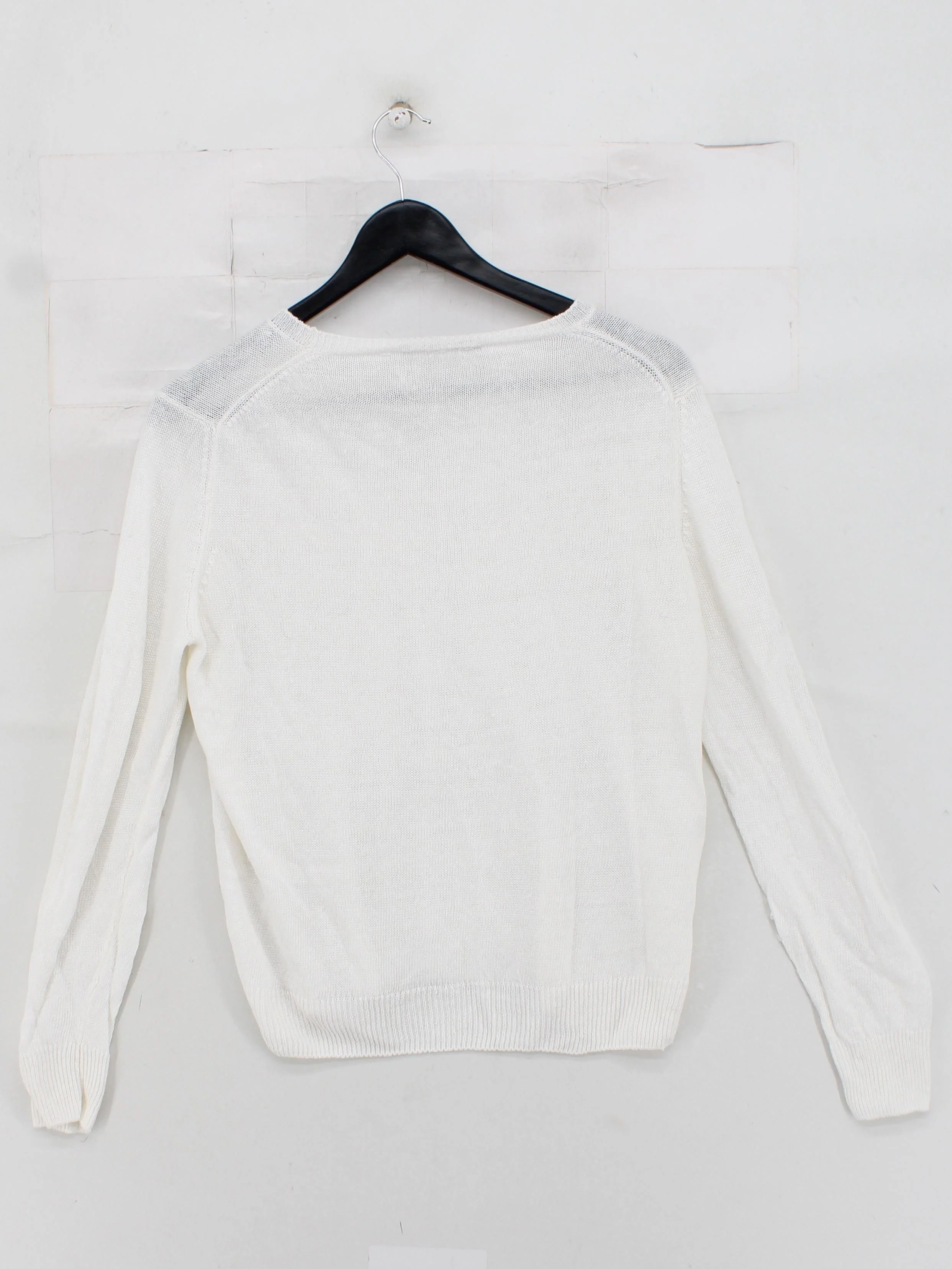 Weekend Max Mara Women's Jumper L White 100% Other Crew Neck Pullover - Image 2