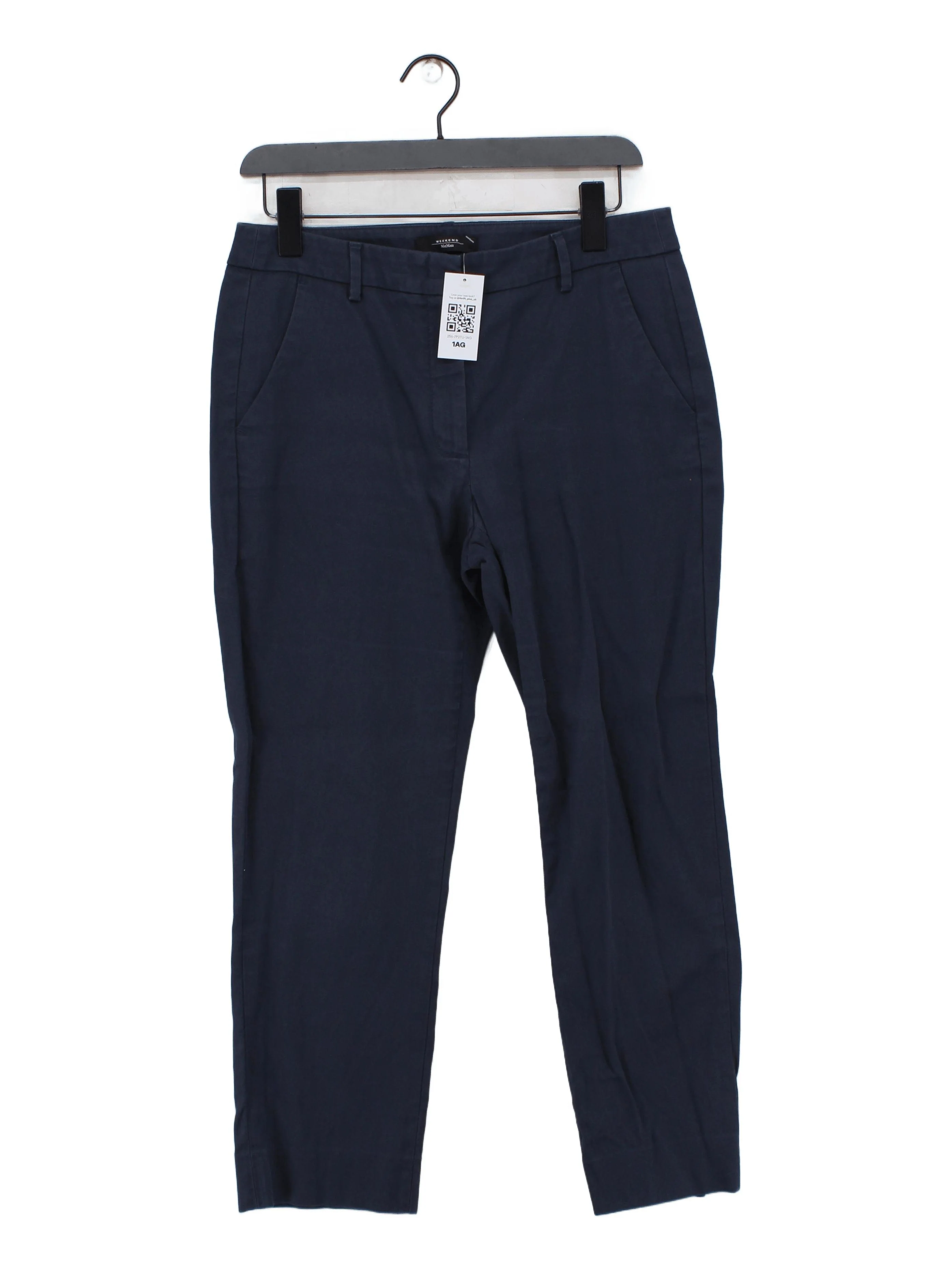 Weekend Max Mara Women's Trousers UK 14 Blue Cotton with Elastane Straight Chino