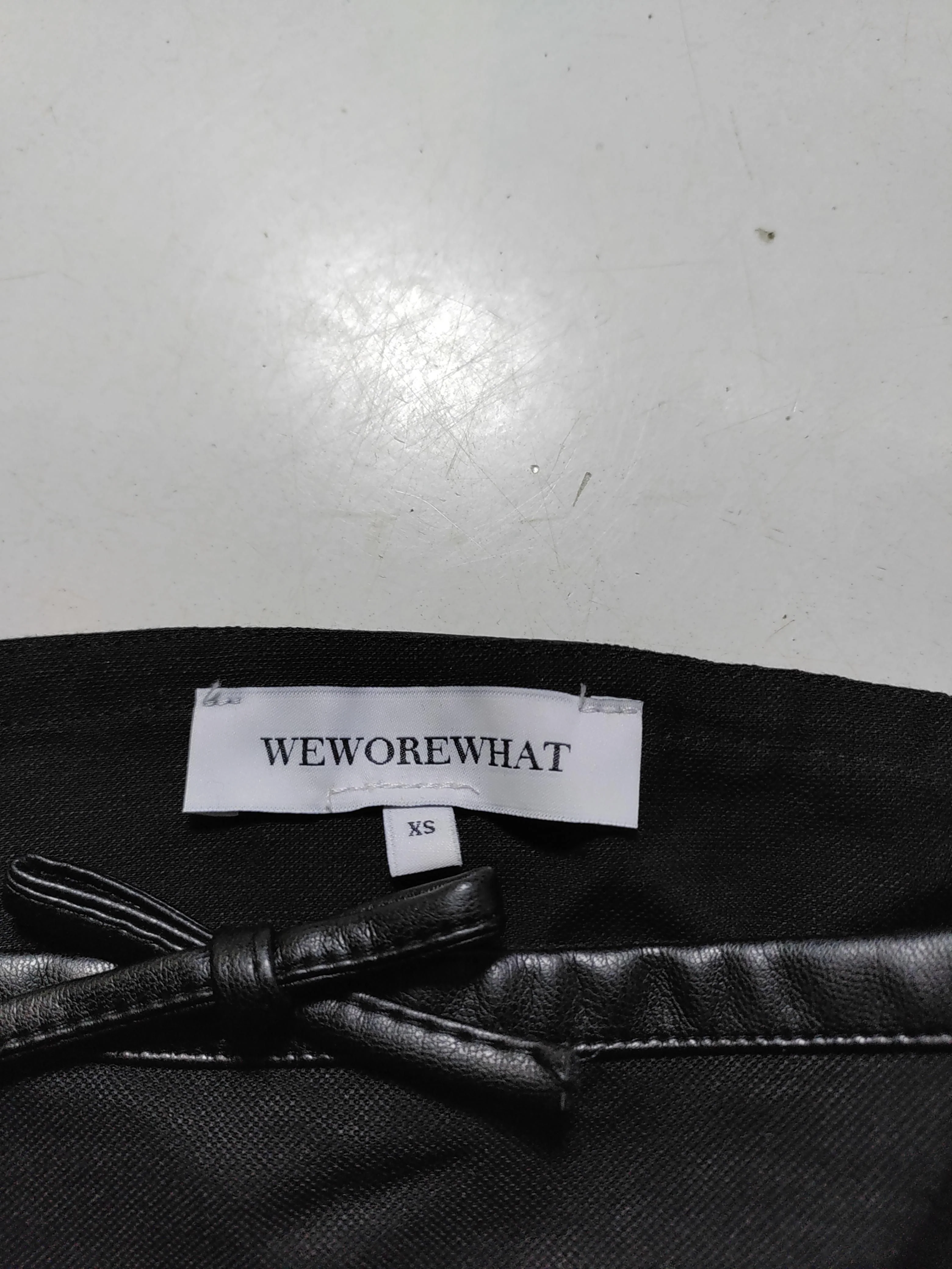 Weworewhat Women's Top XS Black Viscose with Rayon, Linen Cropped - Image 5