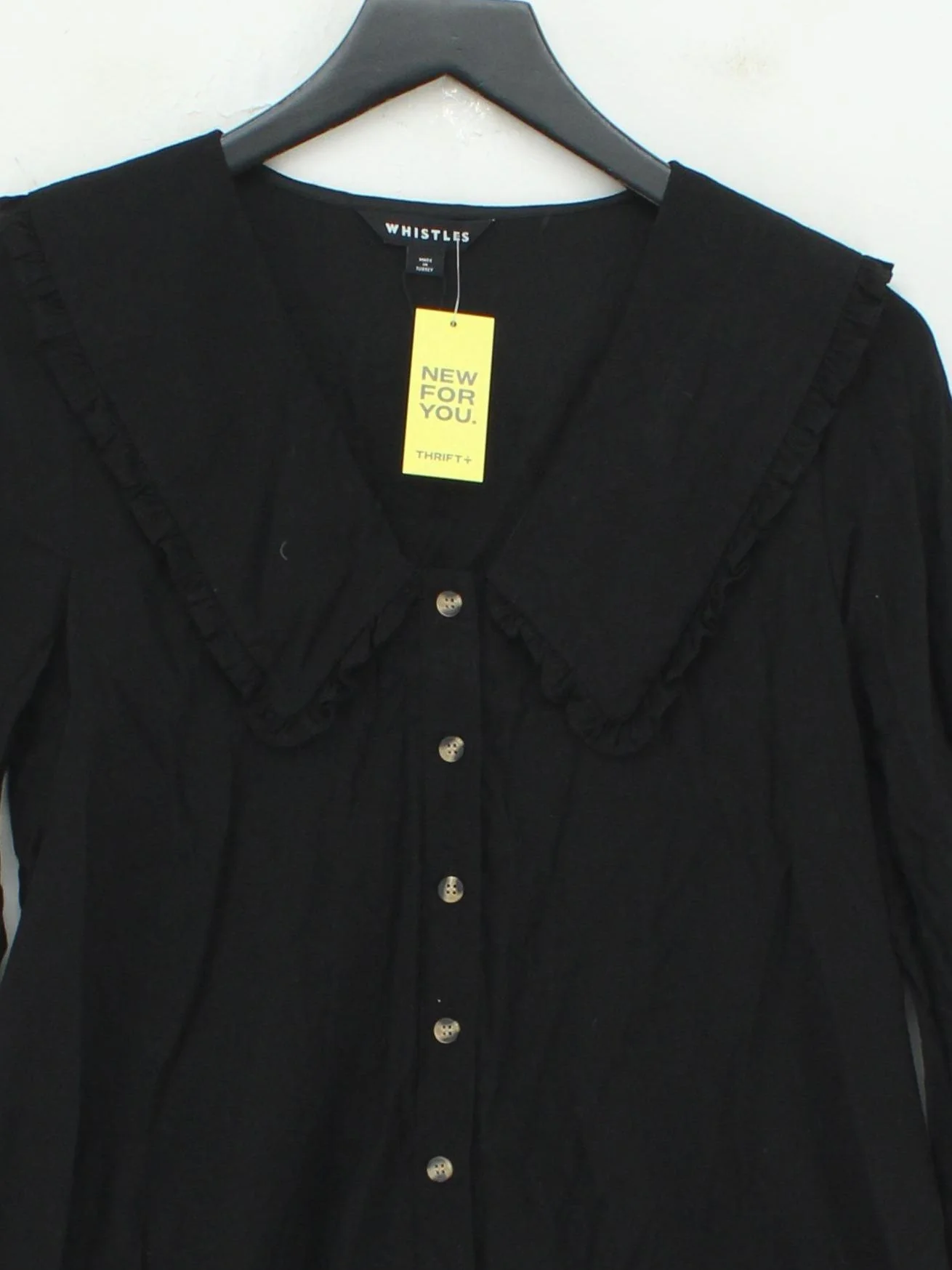 Whistles Shirt Mini Dress UK10 in Black - Image 3