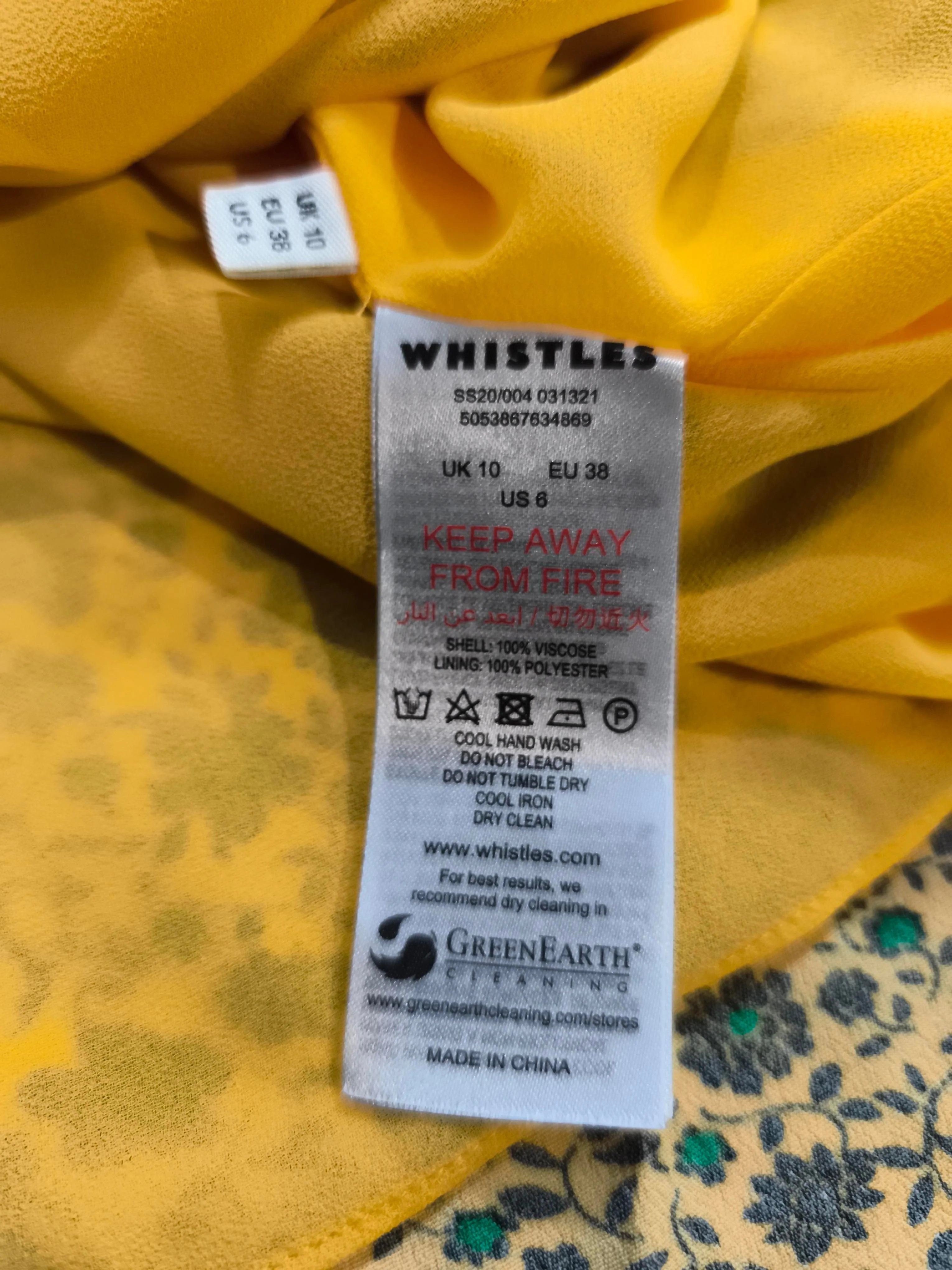 Whistles T-Shirt Mini Dress UK10 in Yellow - Image 6
