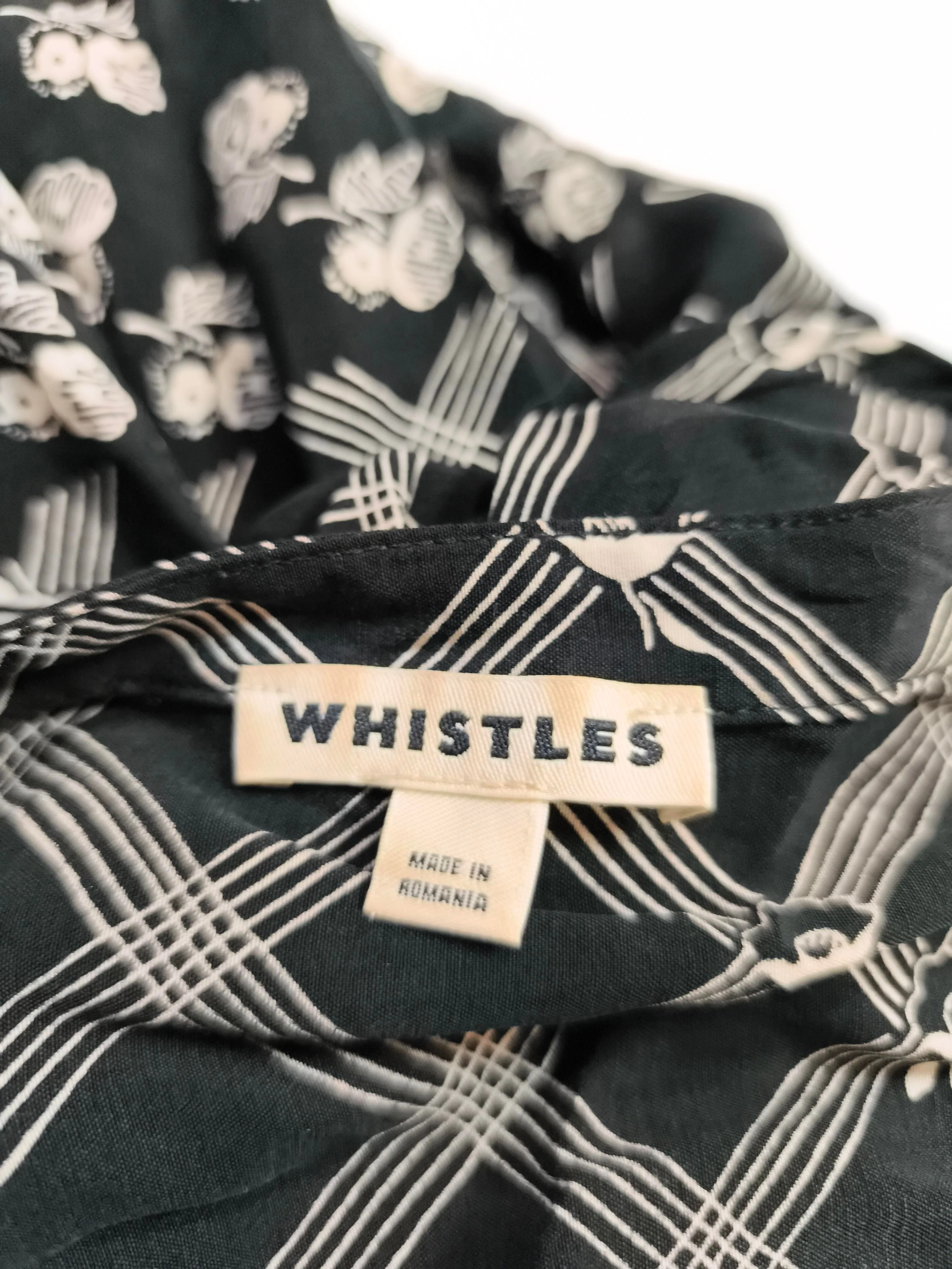 Whistles Women's Blouse M Black Viscose with Other 3/4 Sleeve Collared Basic - Image 5